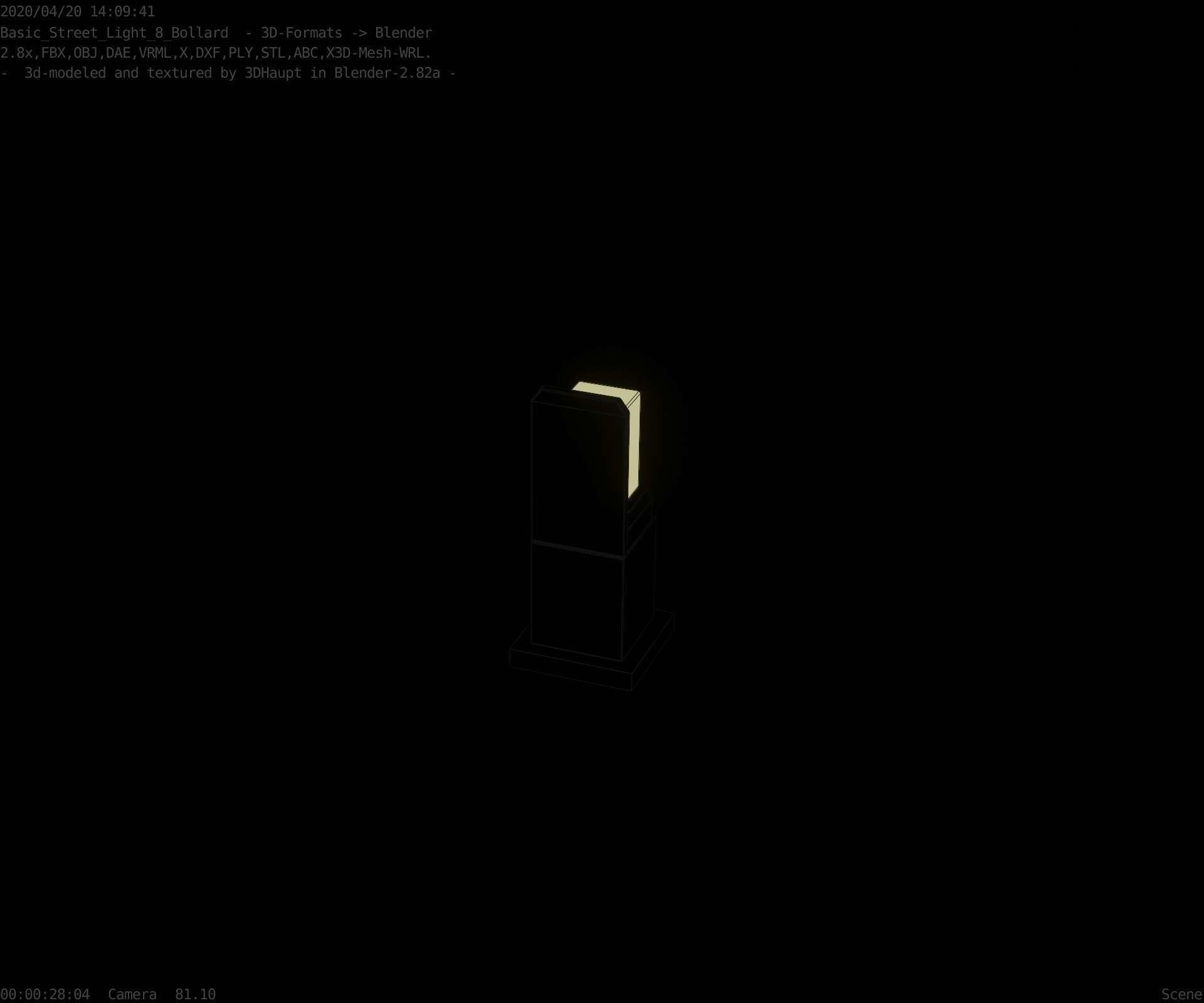 Street Light 8 Bollard 350 mm Basic Version 2 Low-poly 3D model_76