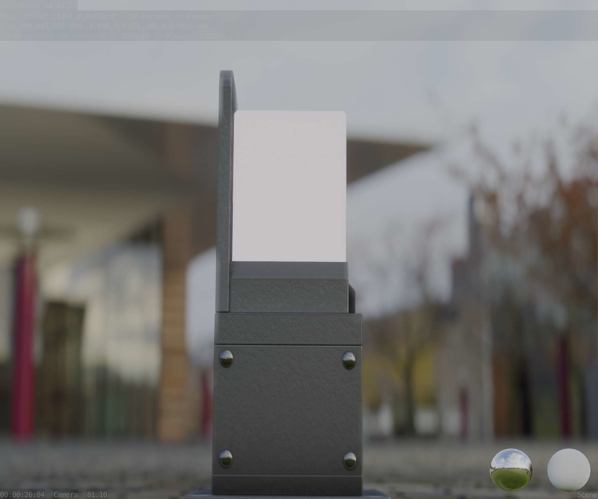 Street Light 8 Bollard 350 mm Basic Version 2 Low-poly 3D model_30