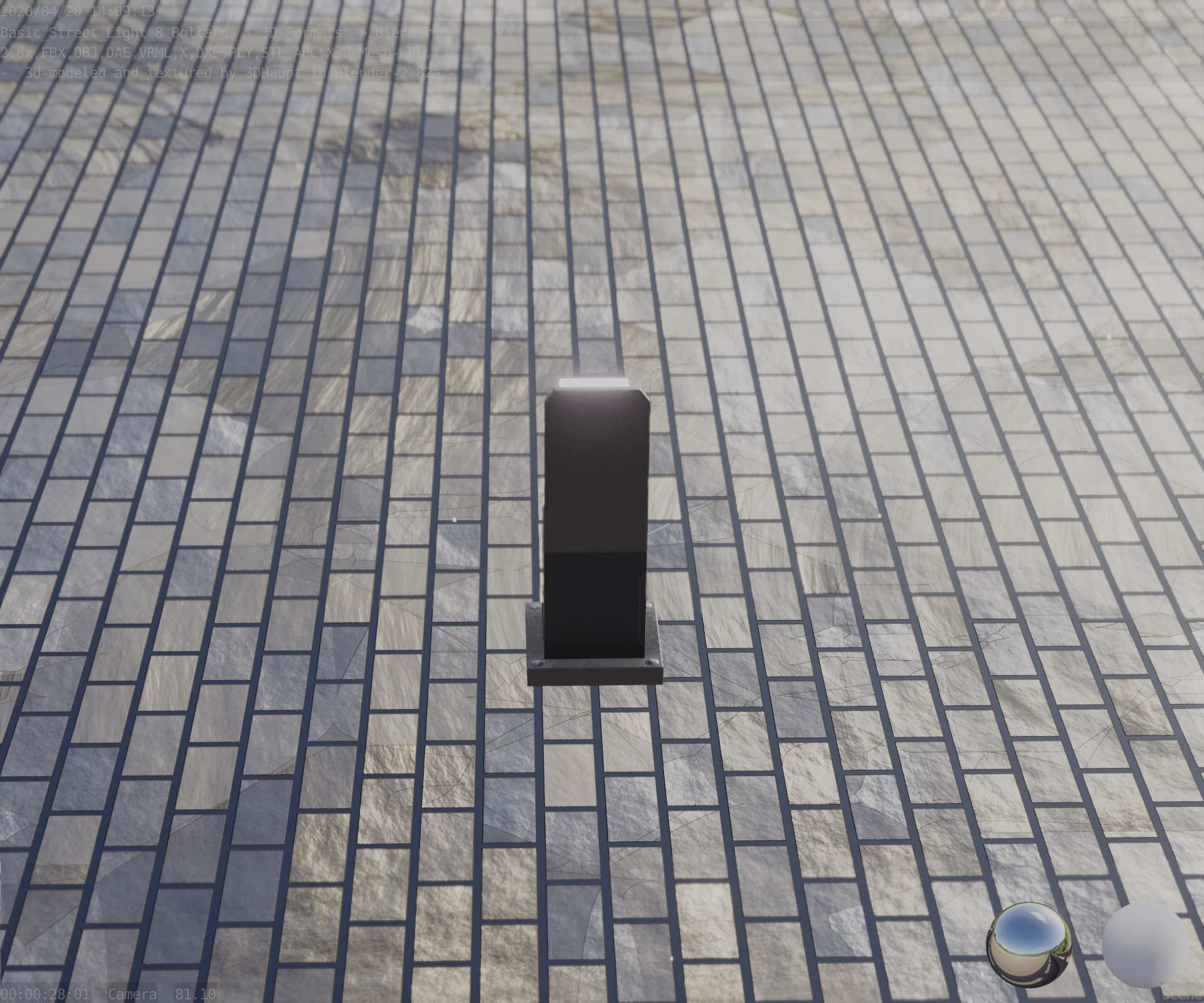 Street Light 8 Bollard 350 mm Basic Version 2 Low-poly 3D model_73