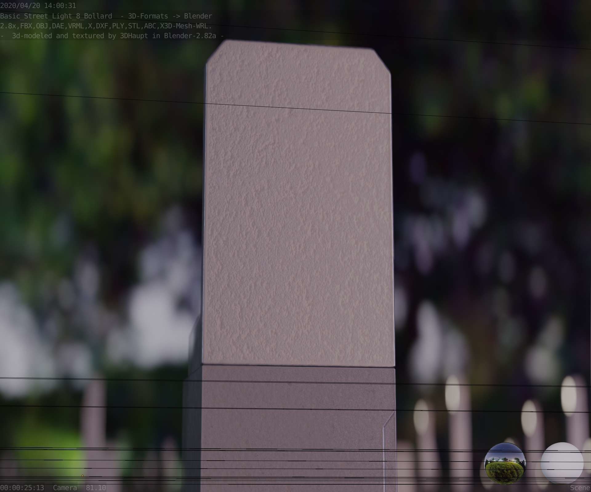 Street Light 8 Bollard 350 mm Basic Version 2 Low-poly 3D model_16