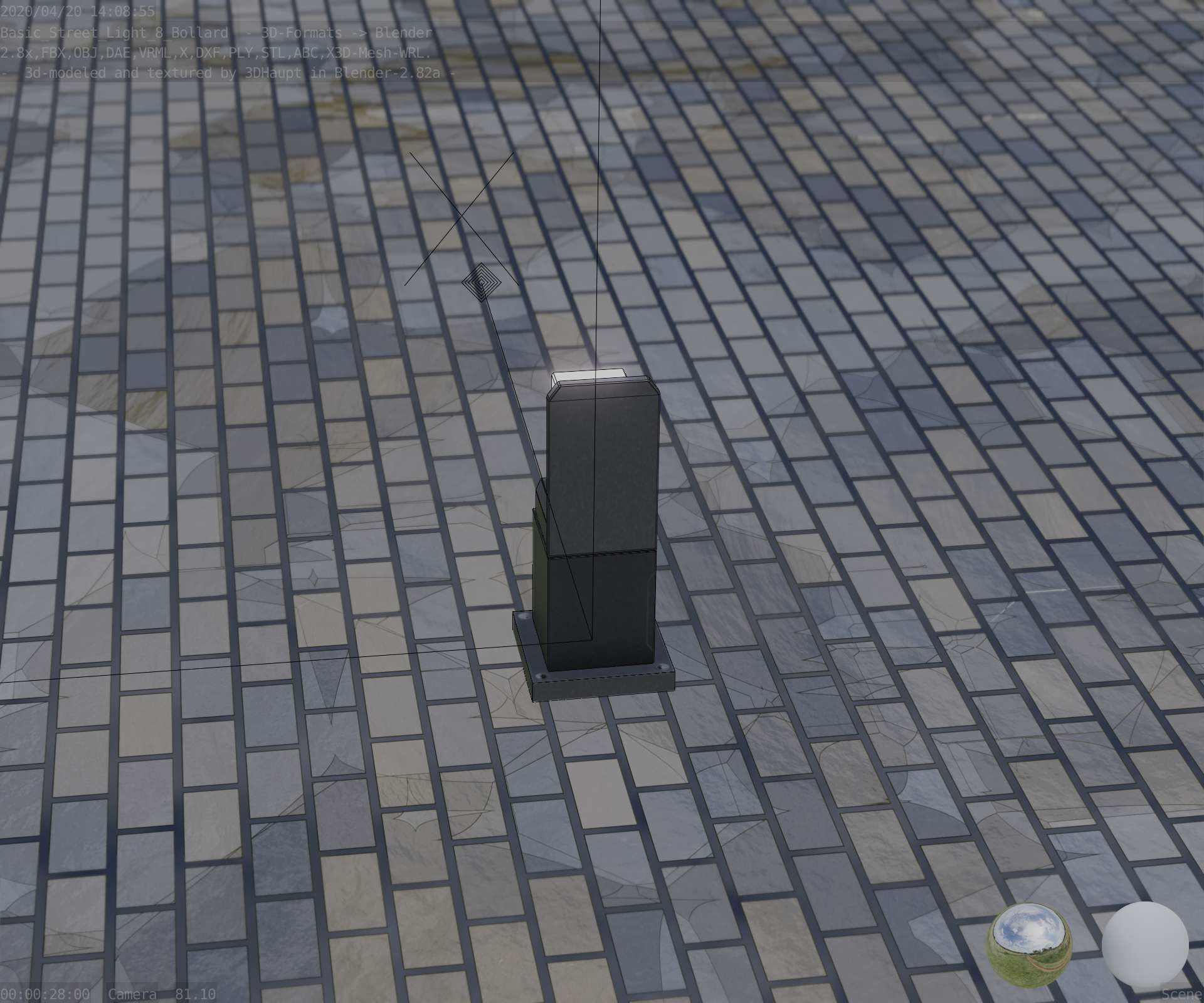 Street Light 8 Bollard 350 mm Basic Version 2 Low-poly 3D model_72
