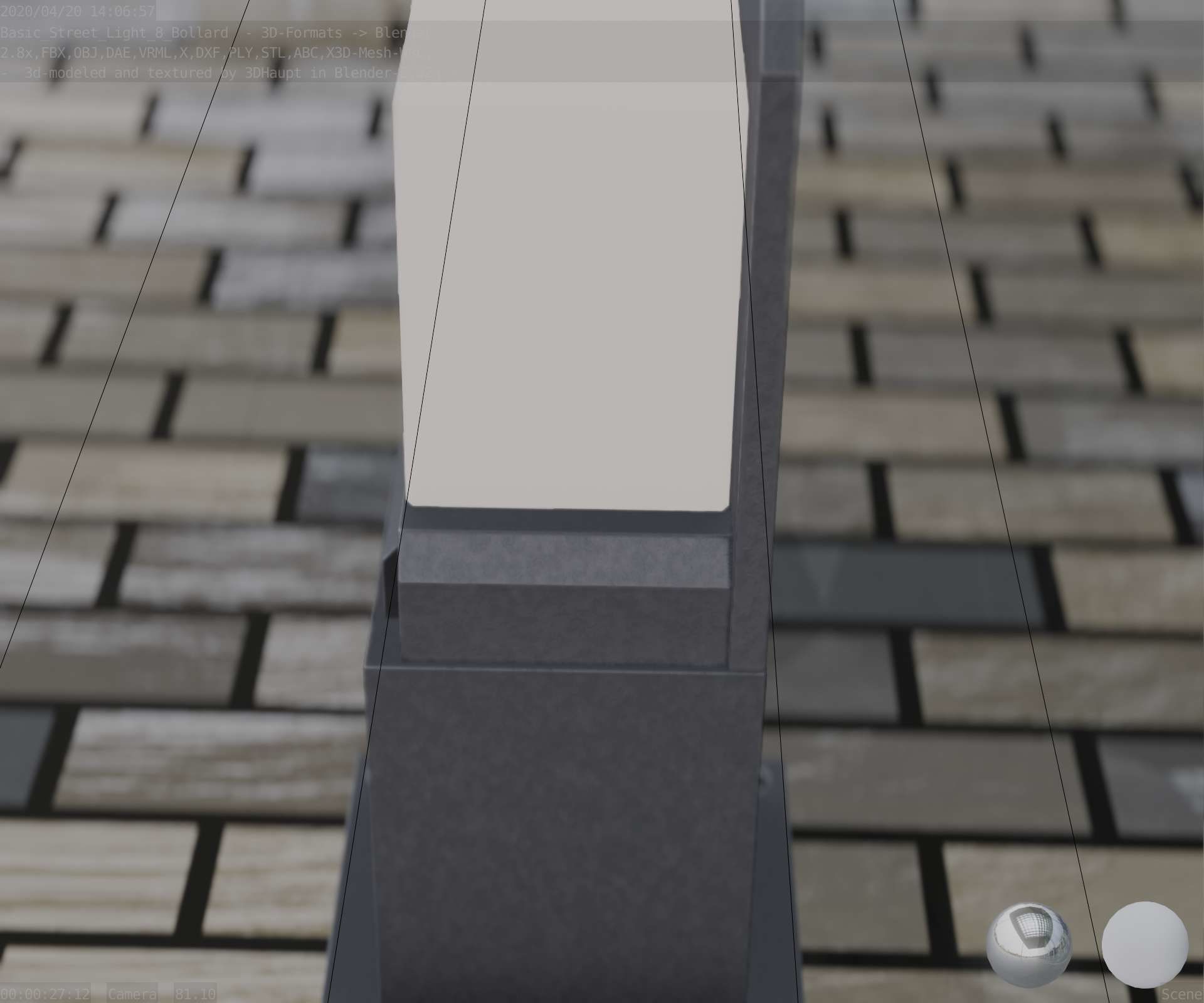 Street Light 8 Bollard 350 mm Basic Version 2 Low-poly 3D model_60