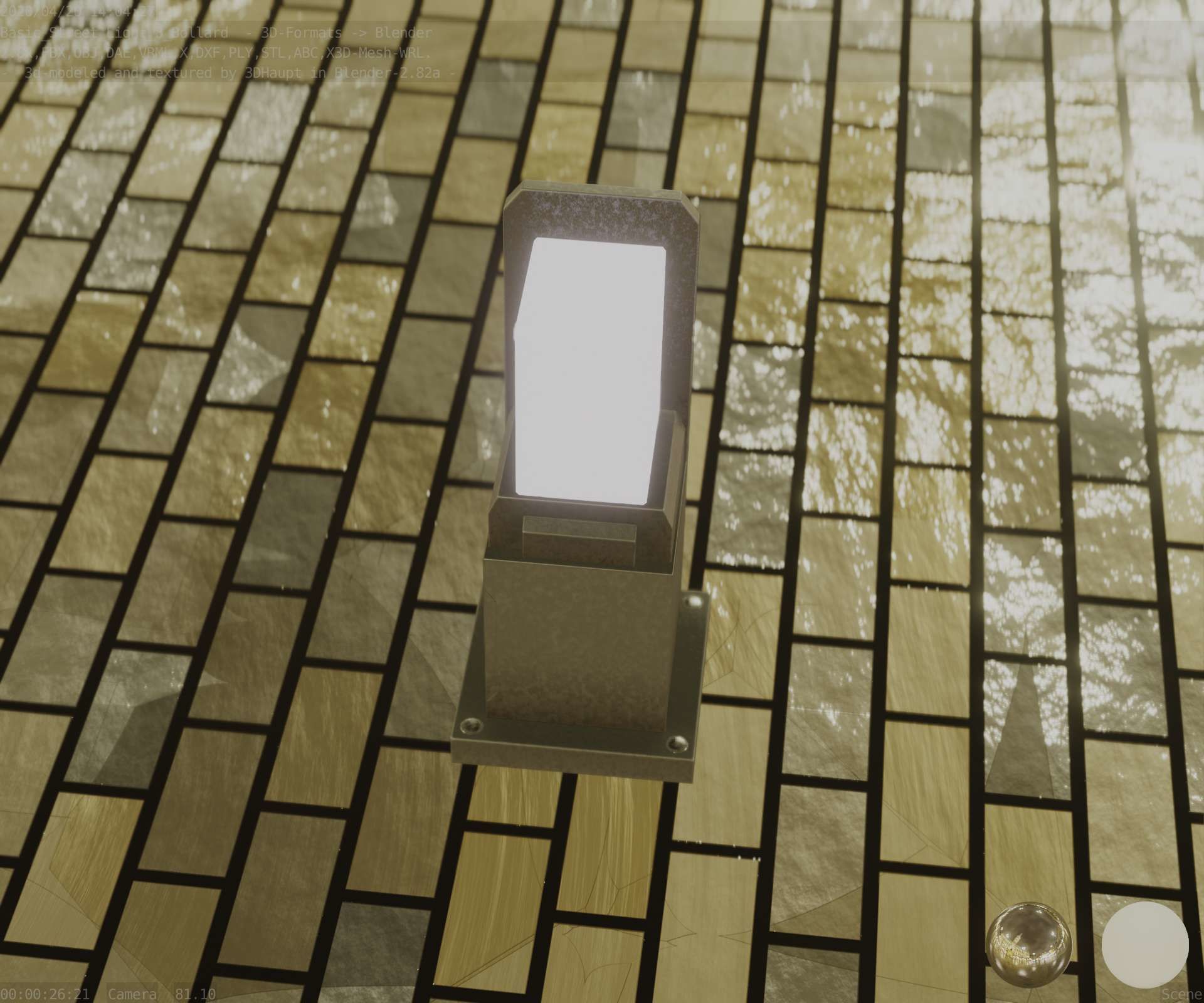 Street Light 8 Bollard 350 mm Basic Version 2 Low-poly 3D model_45