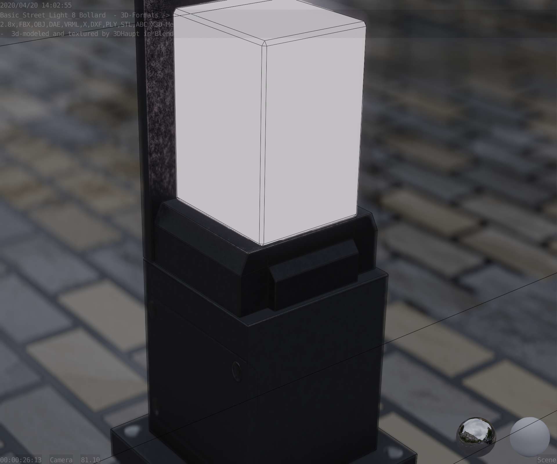 Street Light 8 Bollard 350 mm Basic Version 2 Low-poly 3D model_37