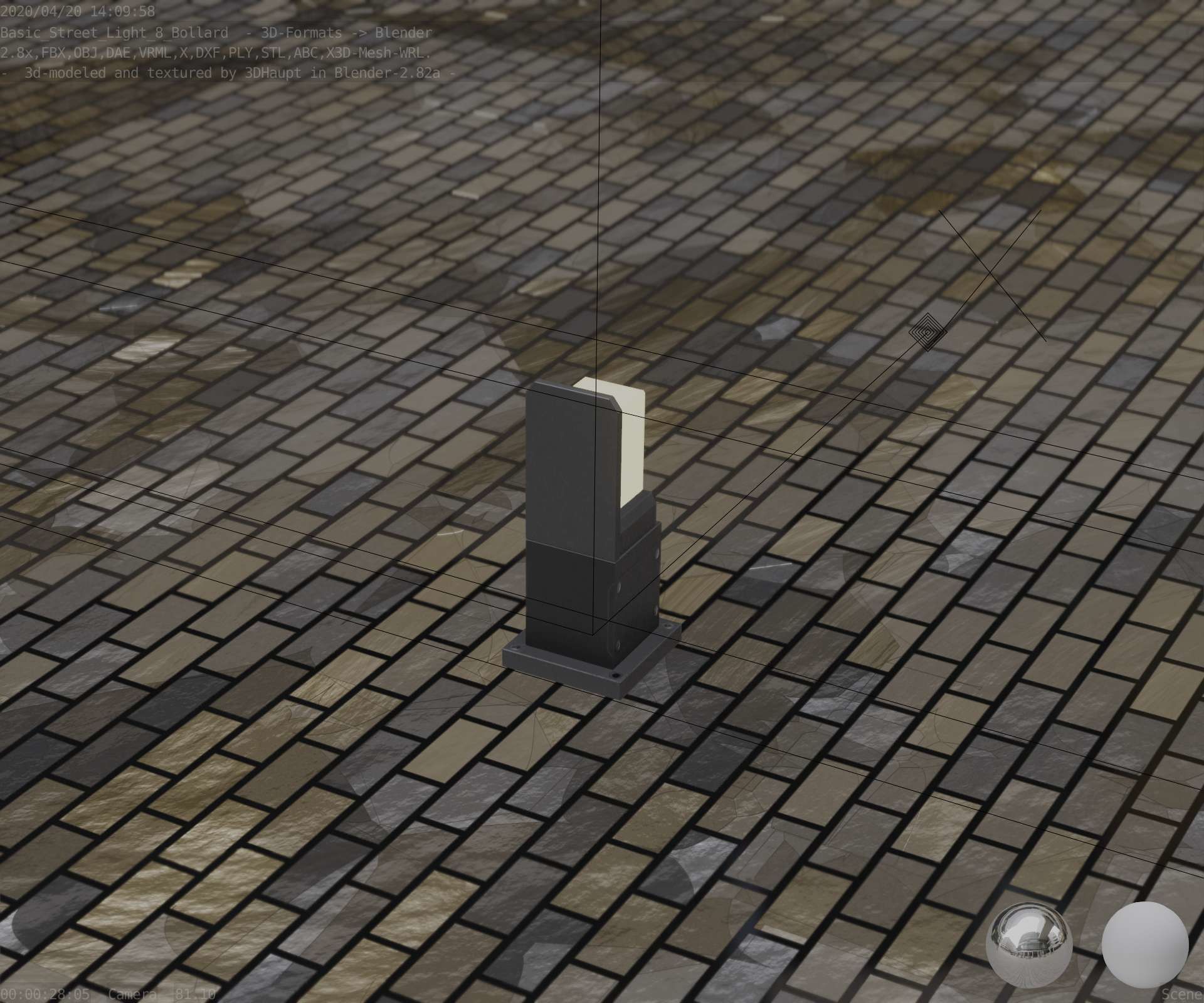 Street Light 8 Bollard 350 mm Basic Version 2 Low-poly 3D model_77