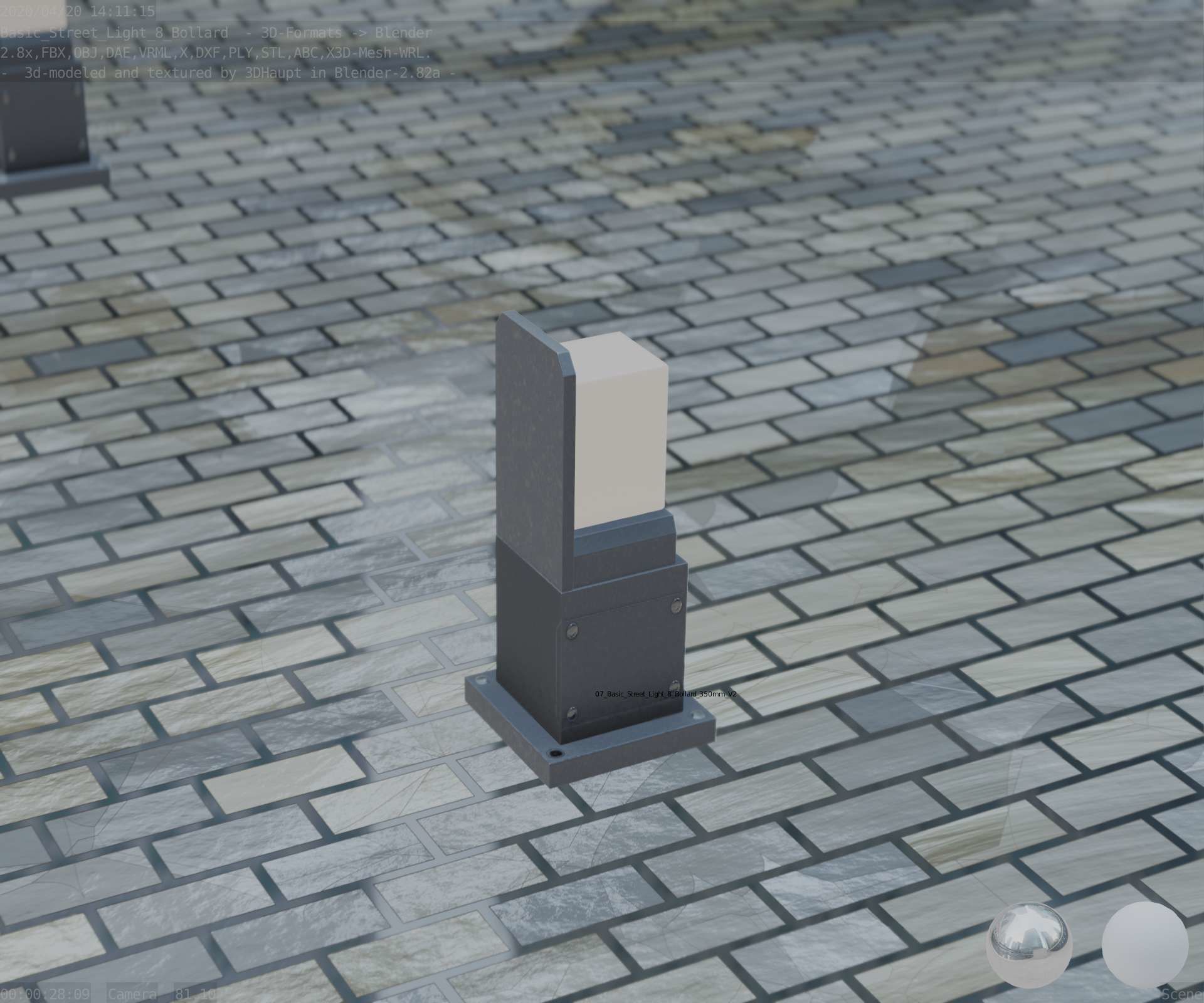 Street Light 8 Bollard 350 mm Basic Version 2 Low-poly 3D model_81