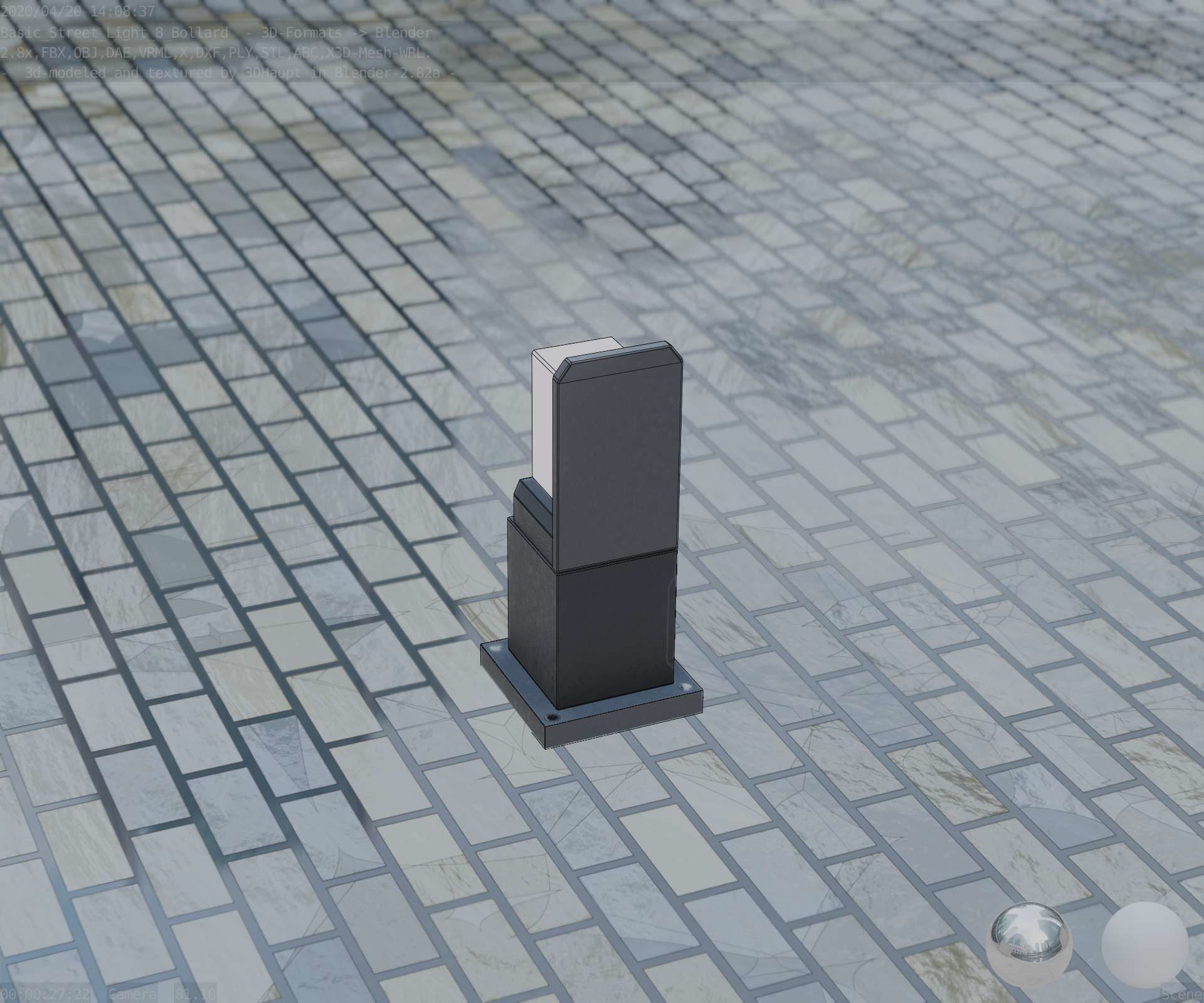 Street Light 8 Bollard 350 mm Basic Version 2 Low-poly 3D model_70