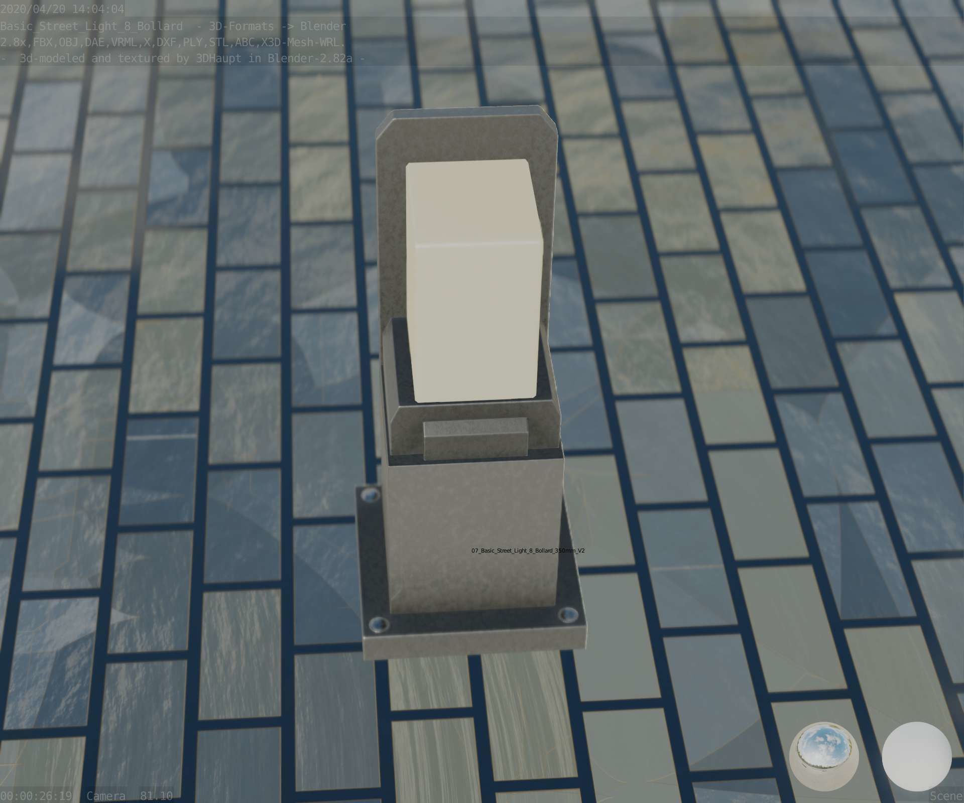 Street Light 8 Bollard 350 mm Basic Version 2 Low-poly 3D model_43
