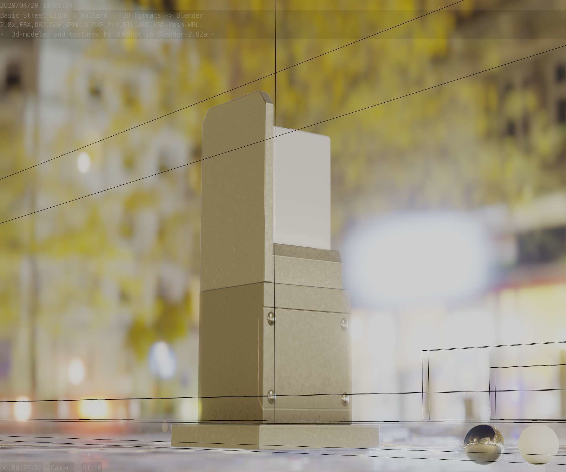 Street Light 8 Bollard 350 mm Basic Version 2 Low-poly 3D model_24