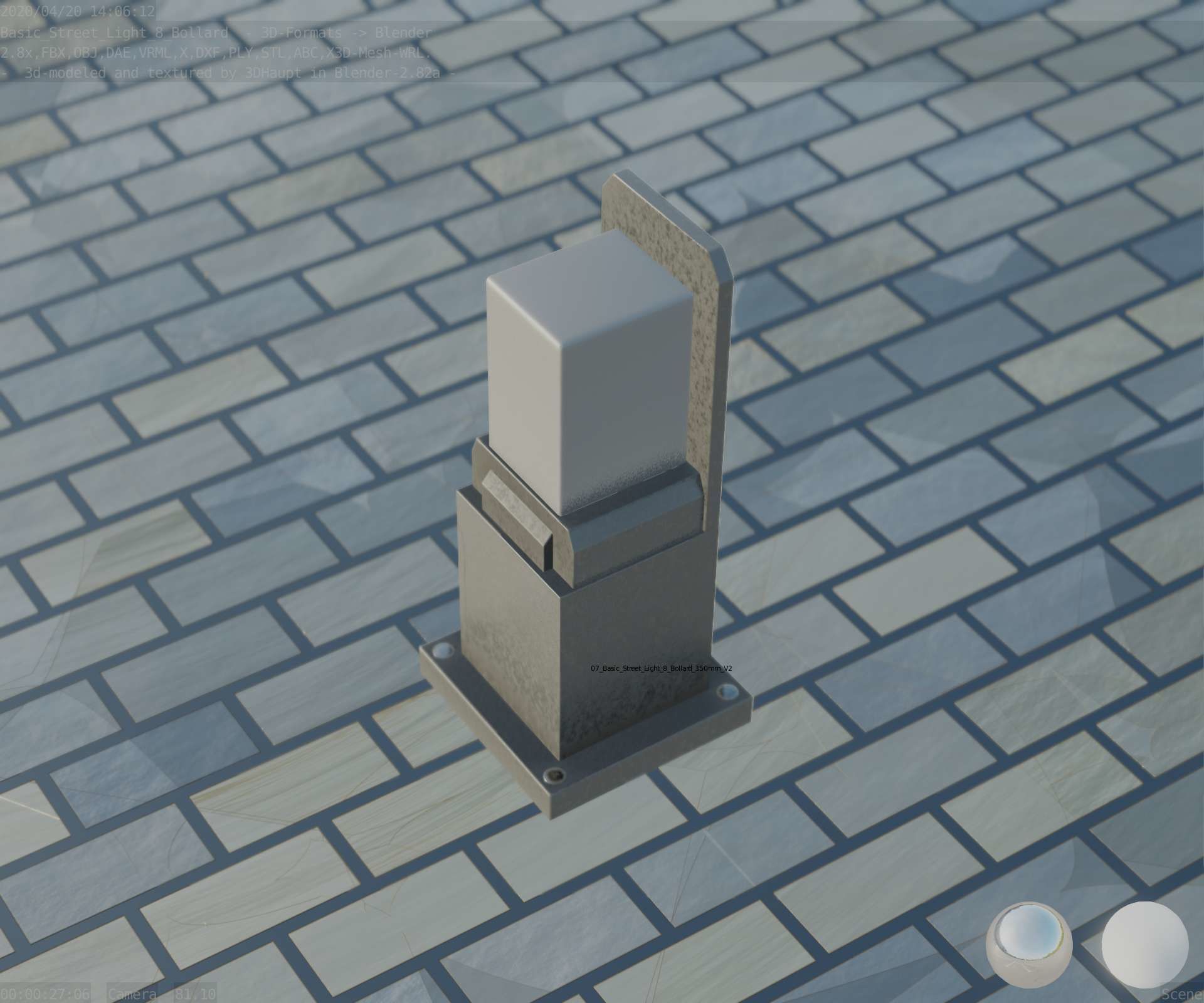 Street Light 8 Bollard 350 mm Basic Version 2 Low-poly 3D model_54