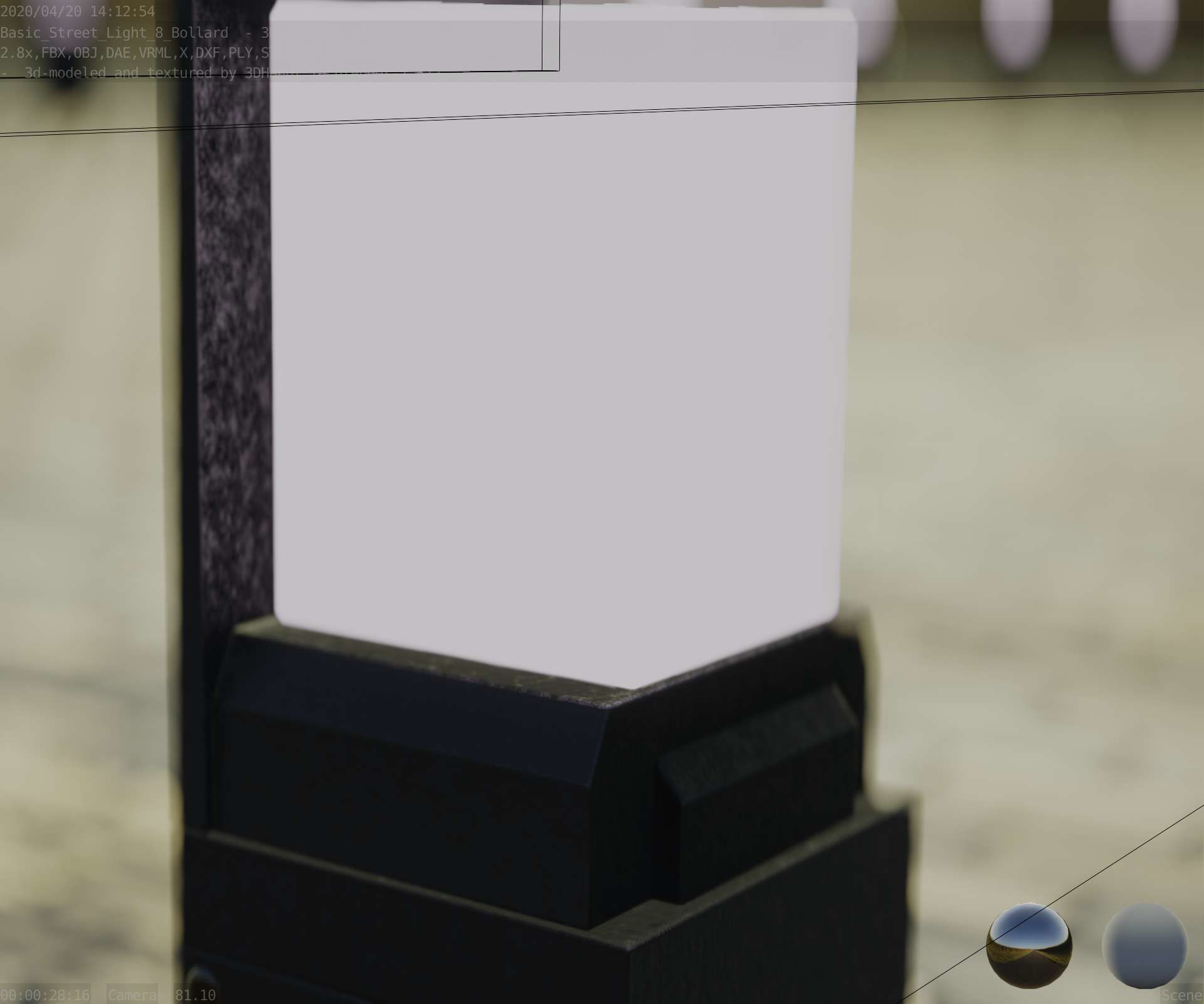 Street Light 8 Bollard 350 mm Basic Version 2 Low-poly 3D model_88