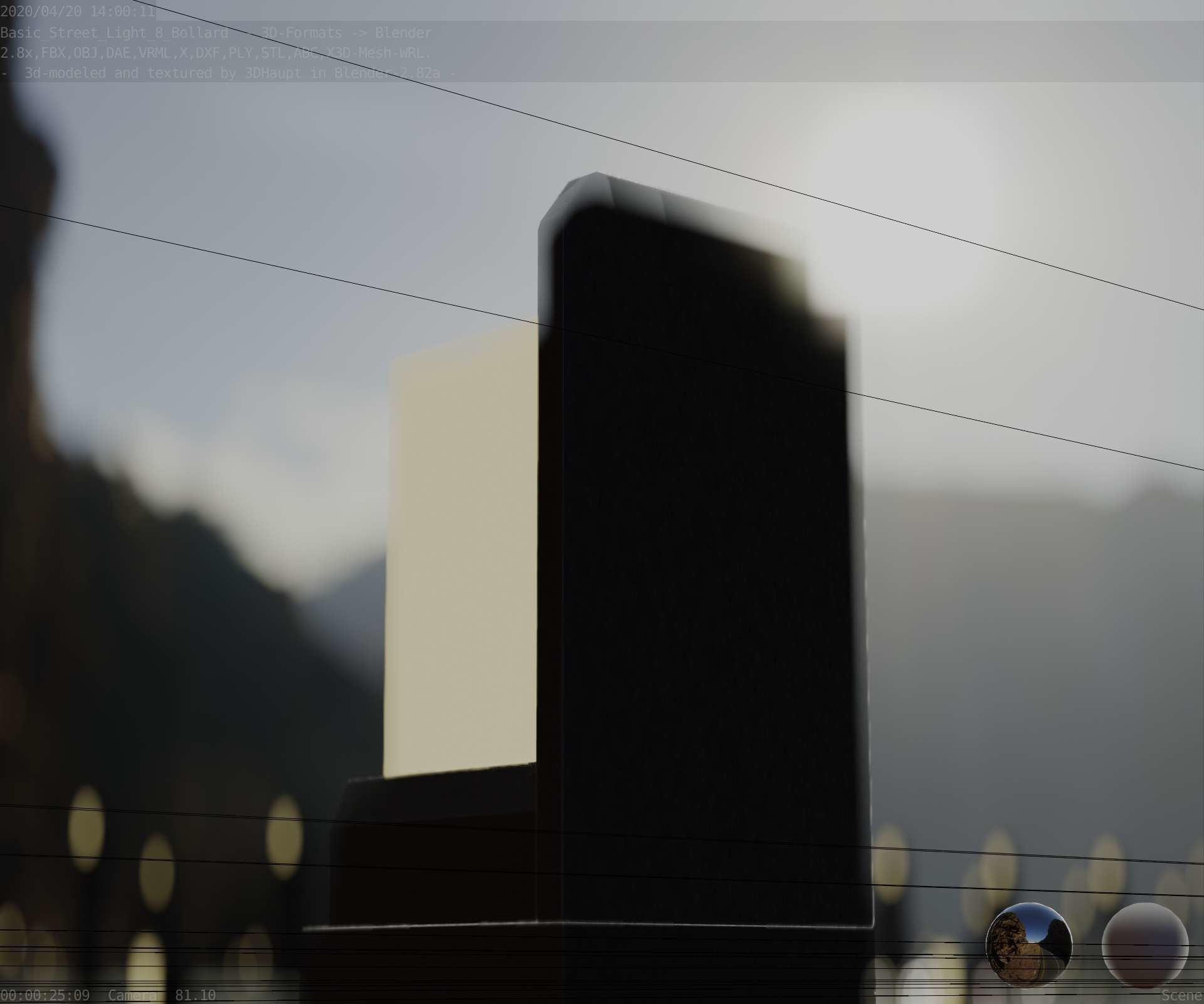 Street Light 8 Bollard 350 mm Basic Version 2 Low-poly 3D model_12