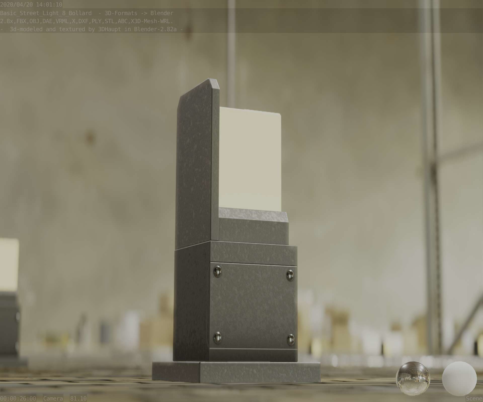 Street Light 8 Bollard 350 mm Basic Version 2 Low-poly 3D model_26