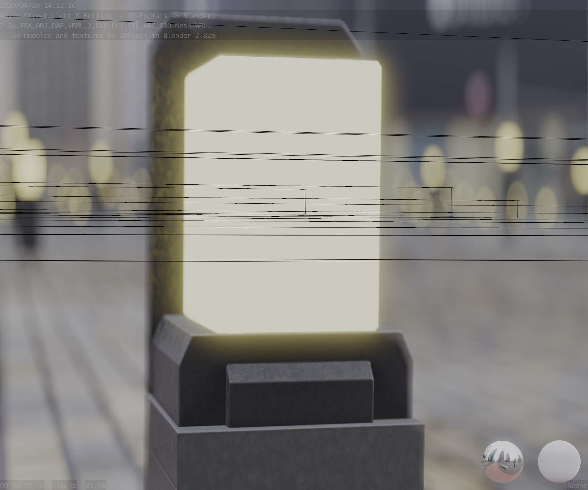 Street Light 8 Bollard 350 mm Basic Version 2 Low-poly 3D model_92