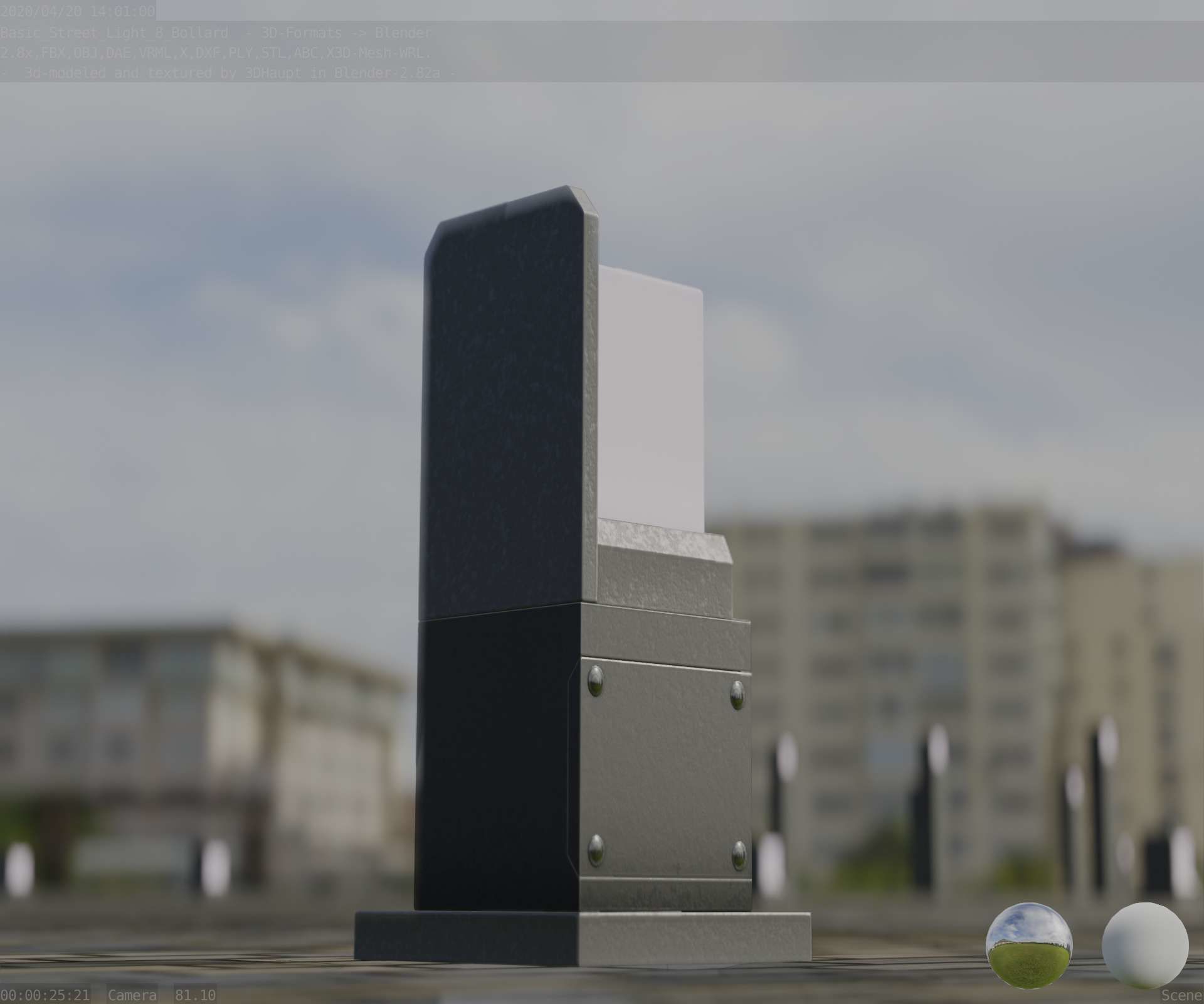 Street Light 8 Bollard 350 mm Basic Version 2 Low-poly 3D model_23