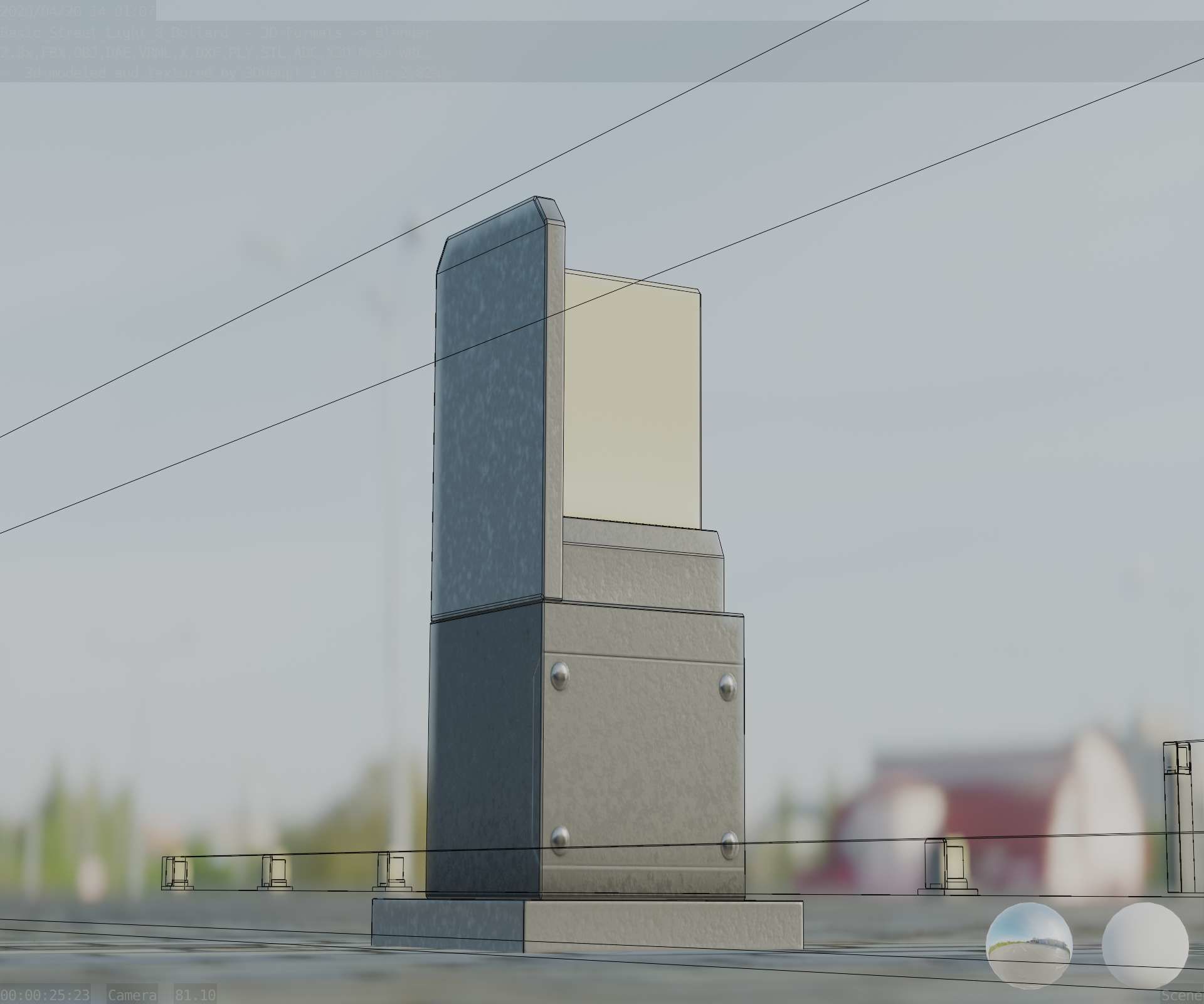 Street Light 8 Bollard 350 mm Basic Version 2 Low-poly 3D model_25