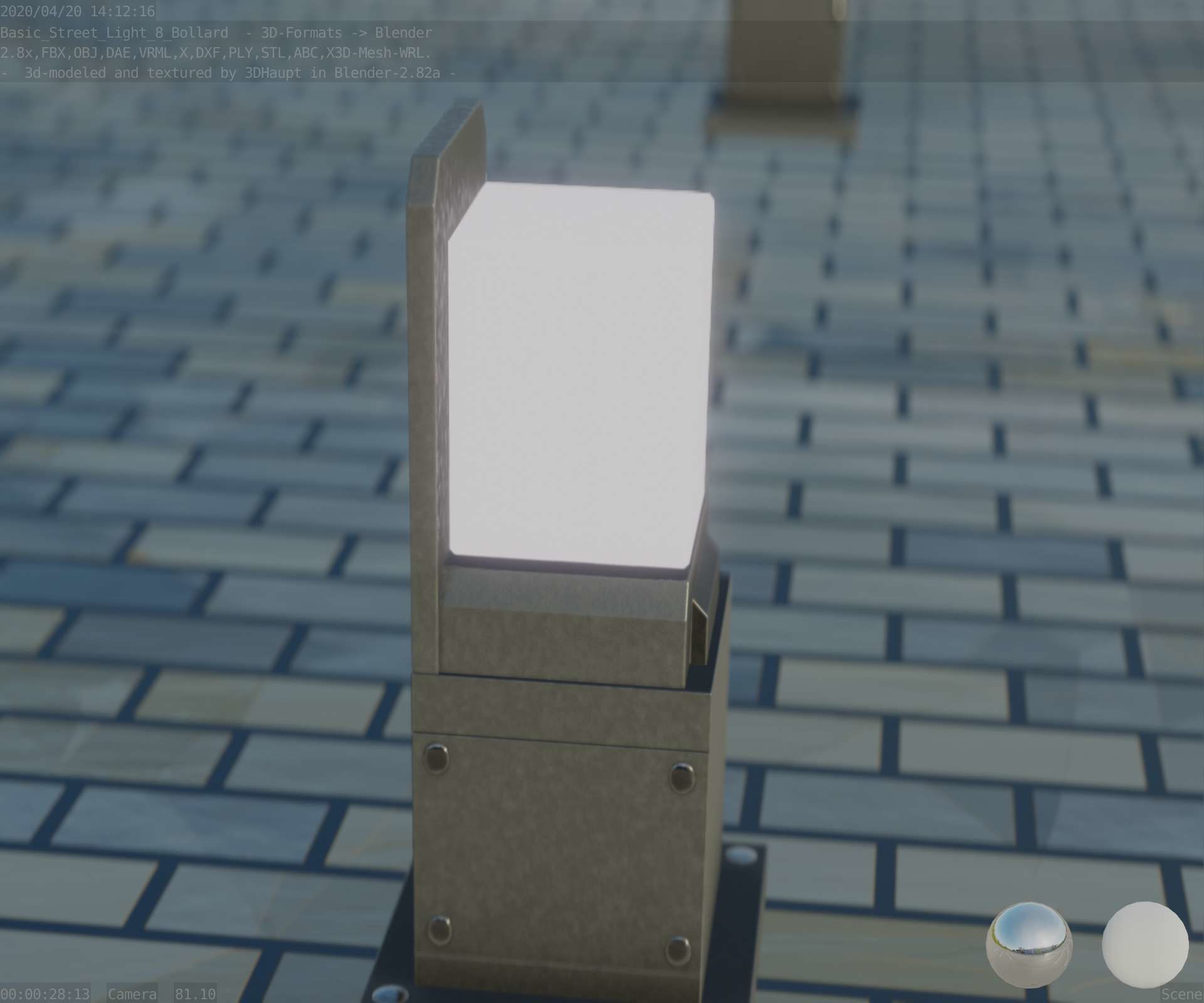 Street Light 8 Bollard 350 mm Basic Version 2 Low-poly 3D model_85