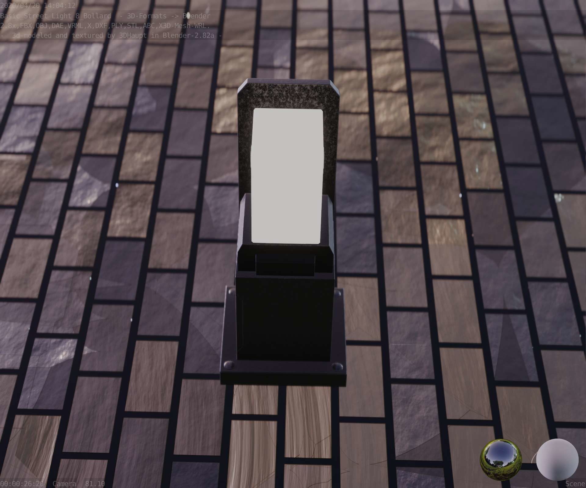 Street Light 8 Bollard 350 mm Basic Version 2 Low-poly 3D model_44