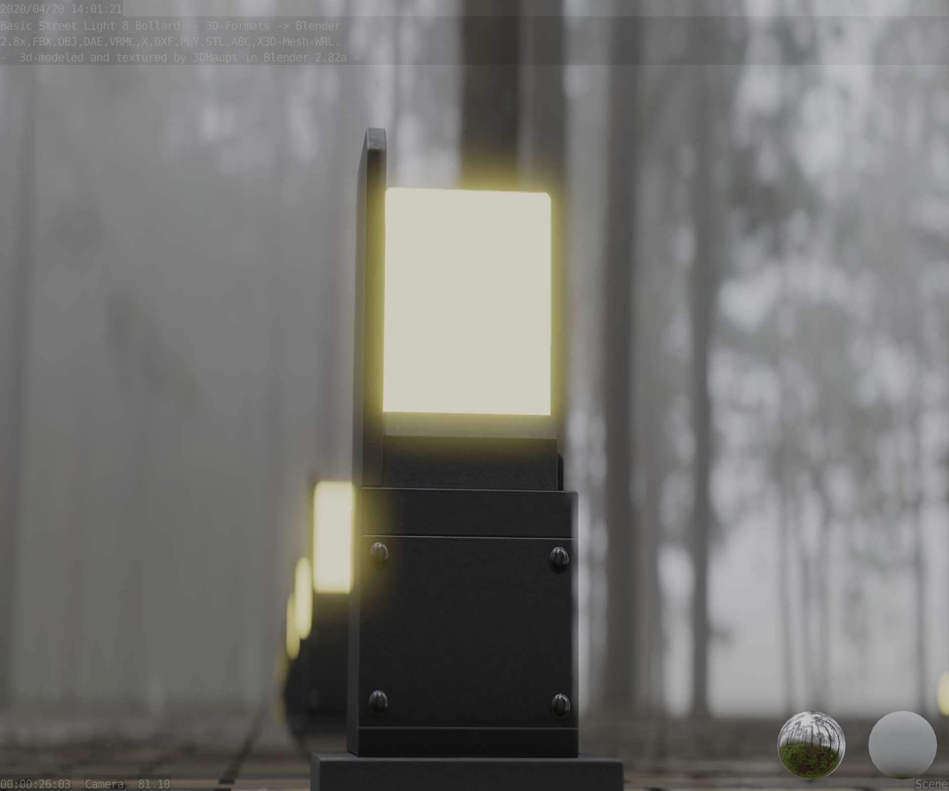 Street Light 8 Bollard 350 mm Basic Version 2 Low-poly 3D model_29