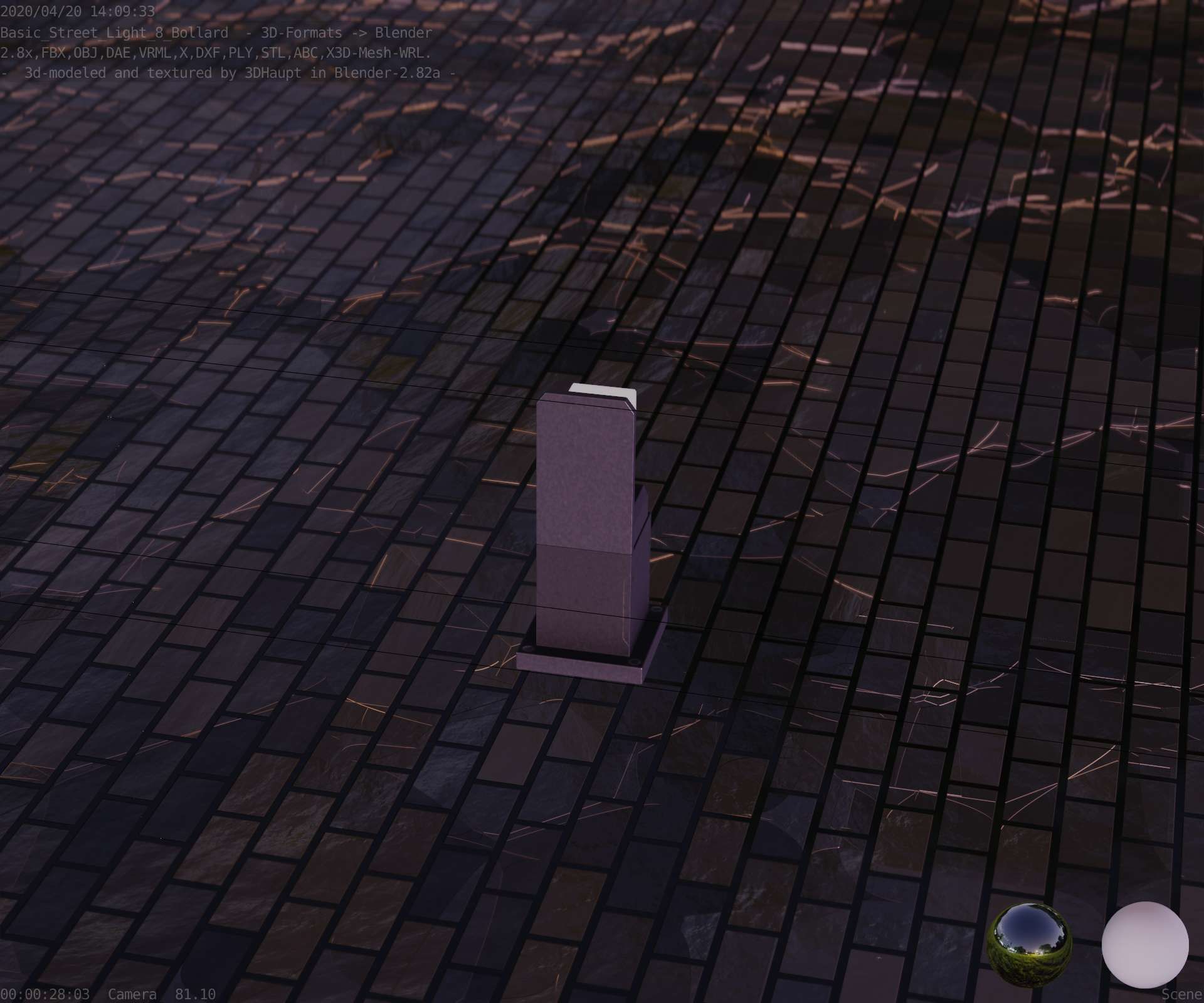 Street Light 8 Bollard 350 mm Basic Version 2 Low-poly 3D model_75