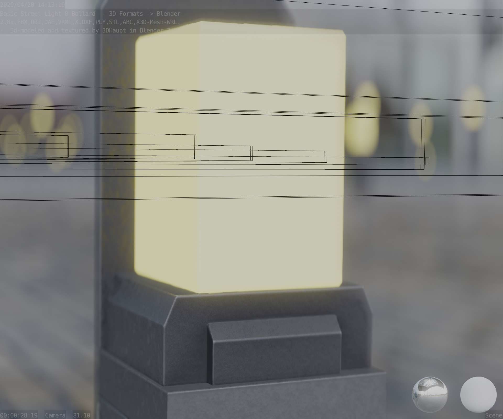 Street Light 8 Bollard 350 mm Basic Version 2 Low-poly 3D model_91