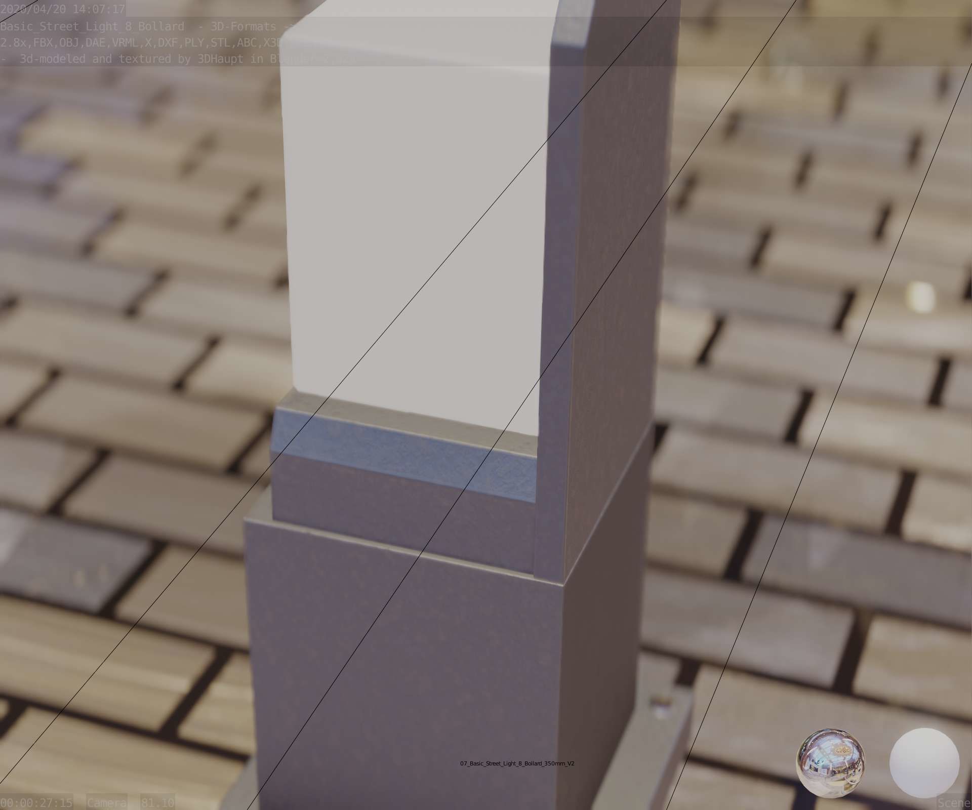 Street Light 8 Bollard 350 mm Basic Version 2 Low-poly 3D model_63