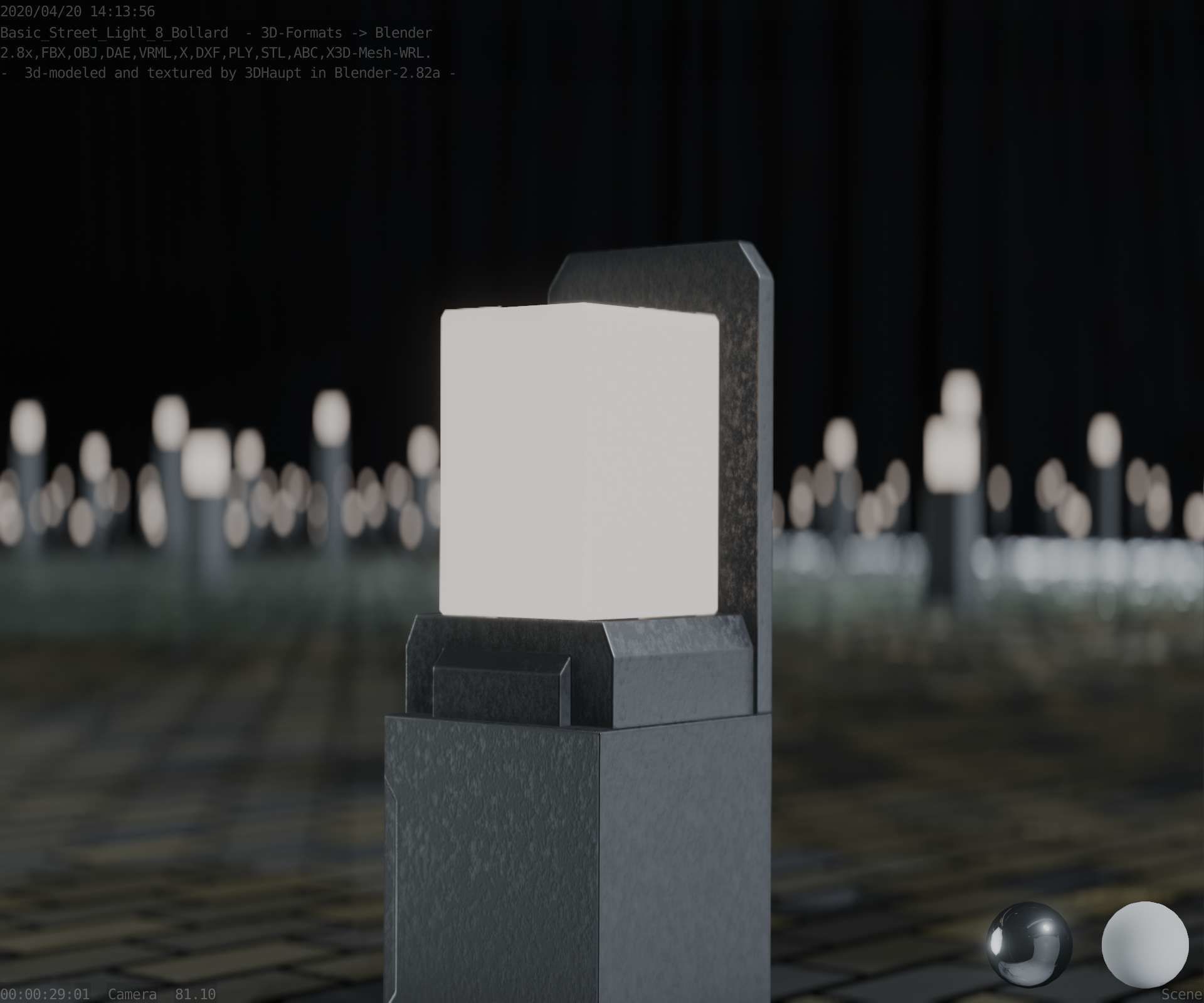 Street Light 8 Bollard 350 mm Basic Version 2 Low-poly 3D model_97