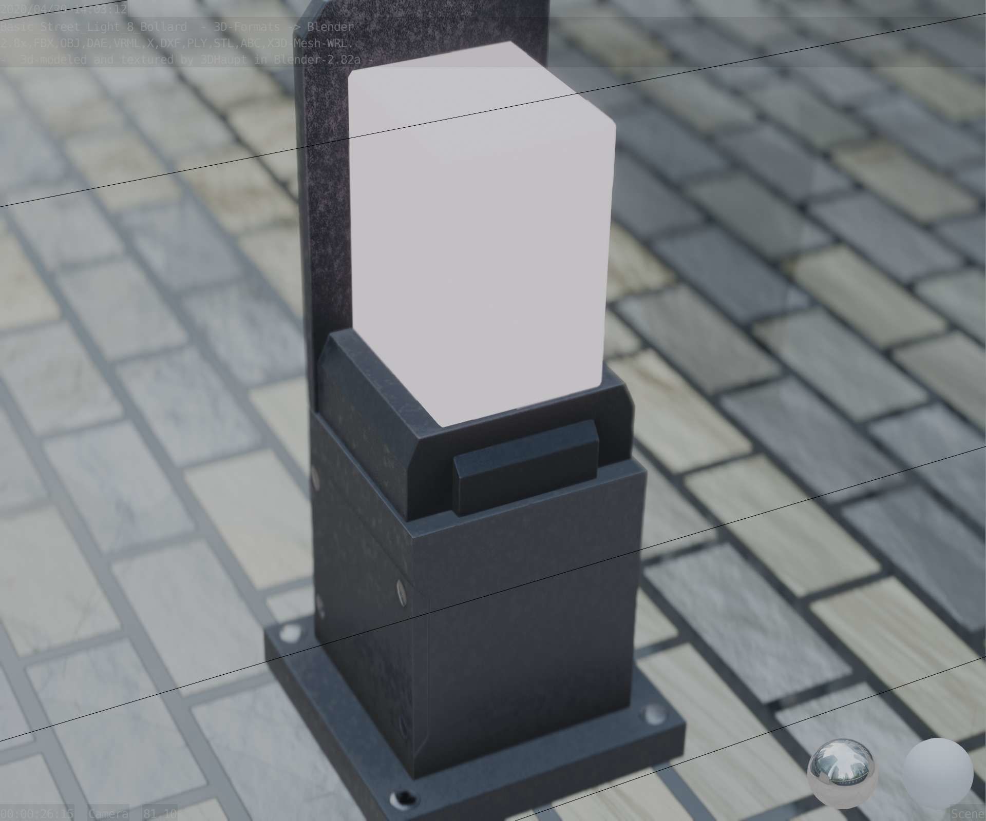 Street Light 8 Bollard 350 mm Basic Version 2 Low-poly 3D model_39