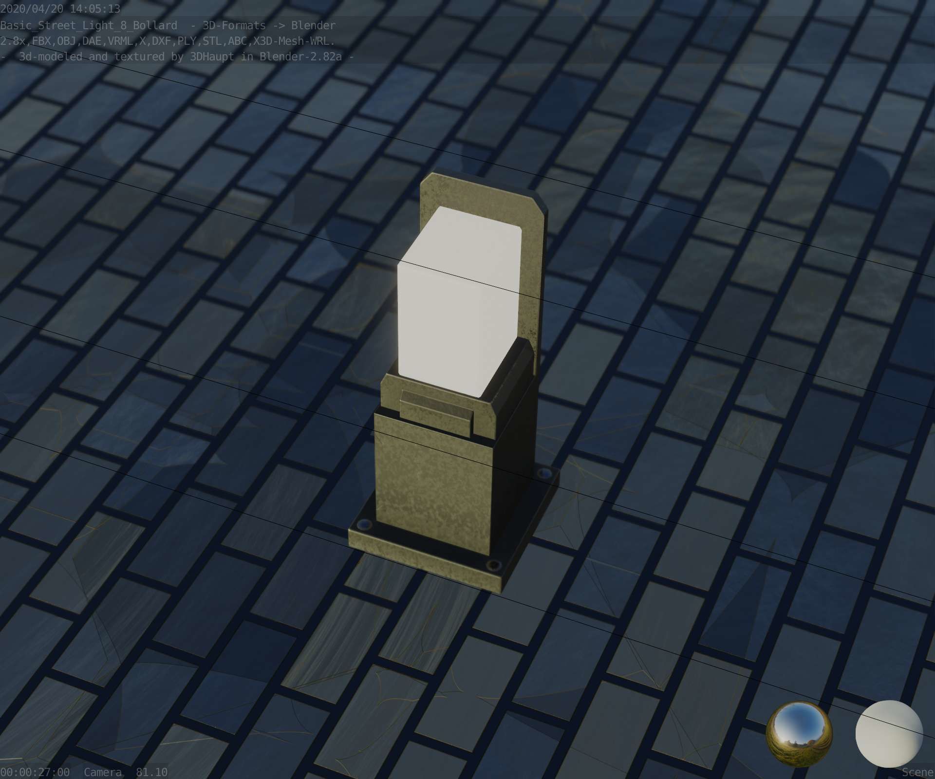 Street Light 8 Bollard 350 mm Basic Version 2 Low-poly 3D model_48