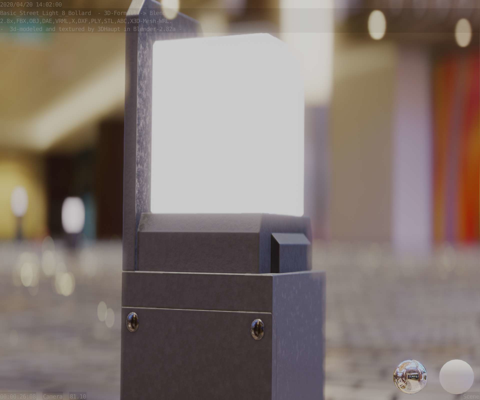 Street Light 8 Bollard 350 mm Basic Version 2 Low-poly 3D model_34