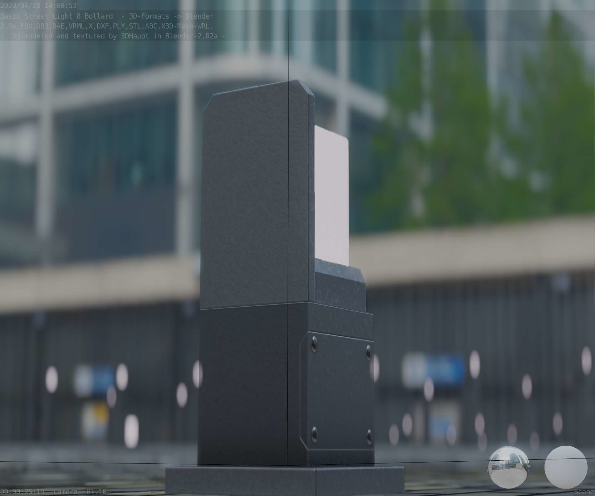 Street Light 8 Bollard 350 mm Basic Version 2 Low-poly 3D model_22