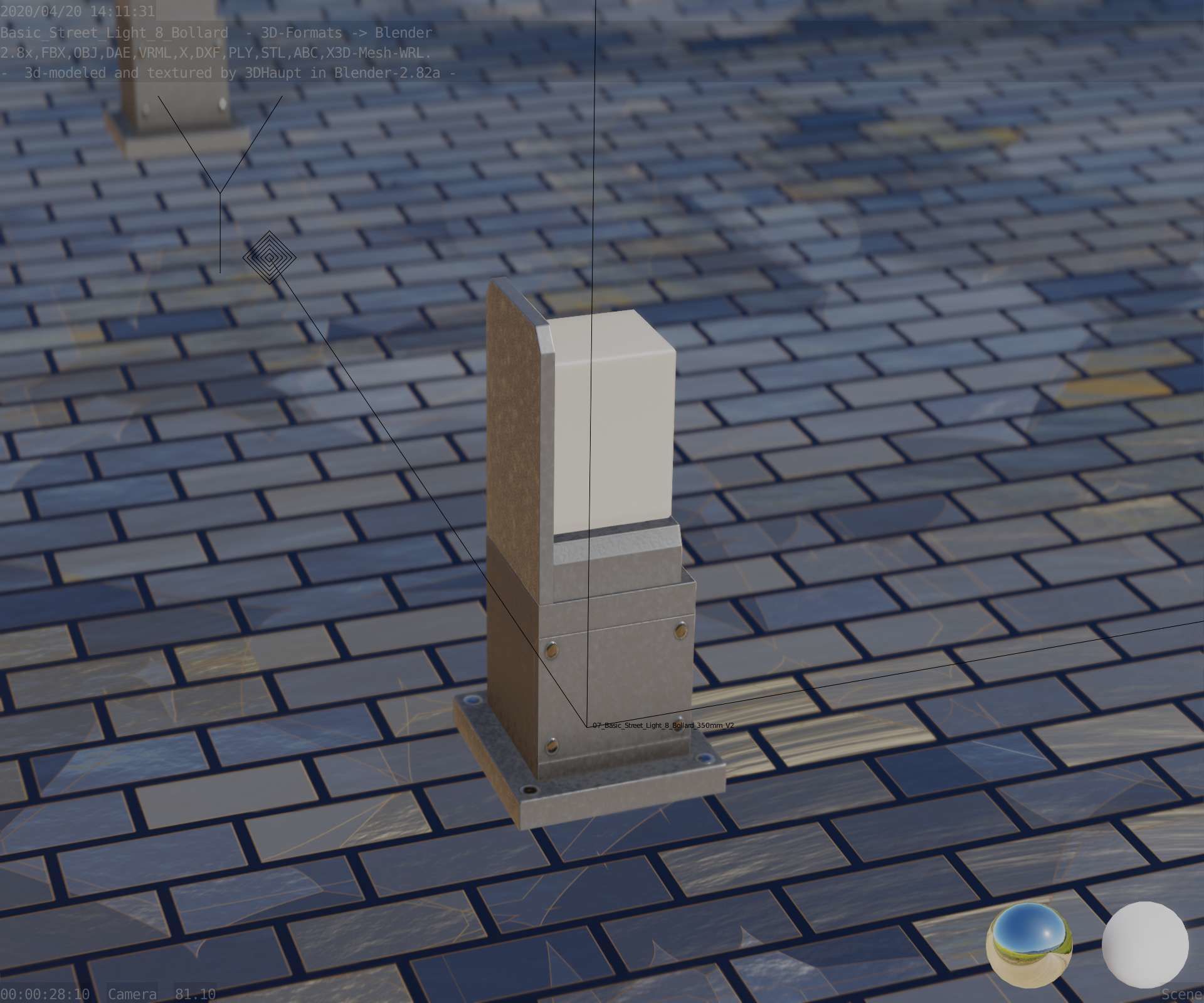 Street Light 8 Bollard 350 mm Basic Version 2 Low-poly 3D model_82