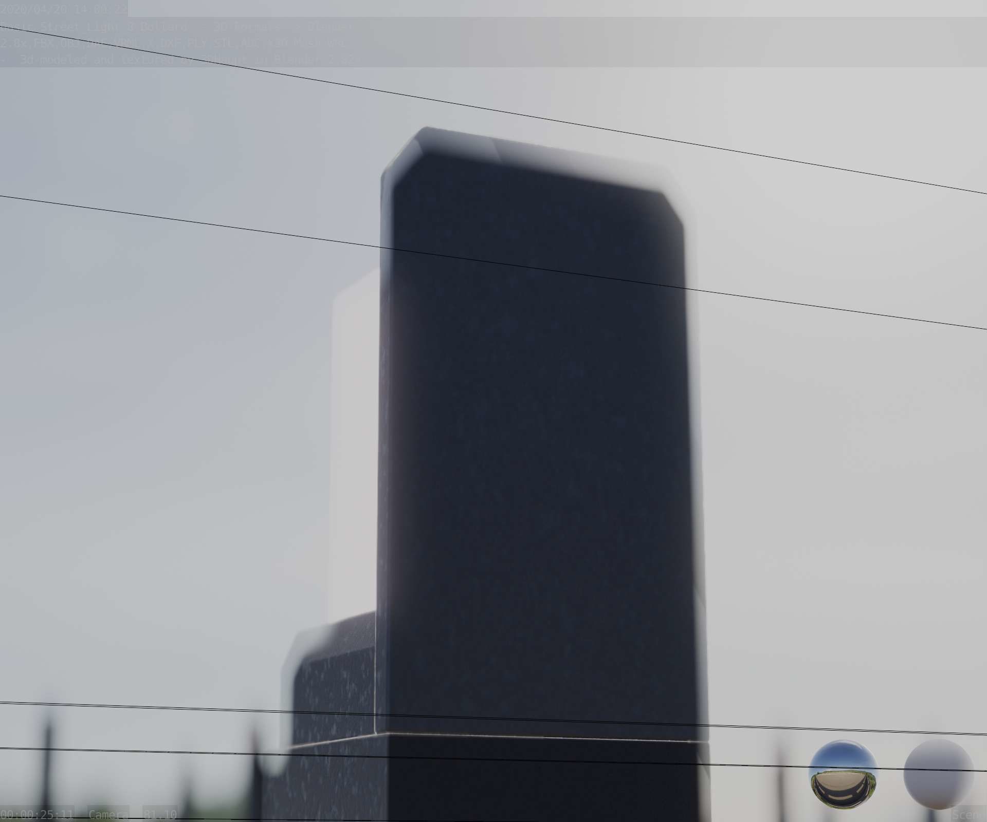 Street Light 8 Bollard 350 mm Basic Version 2 Low-poly 3D model_14