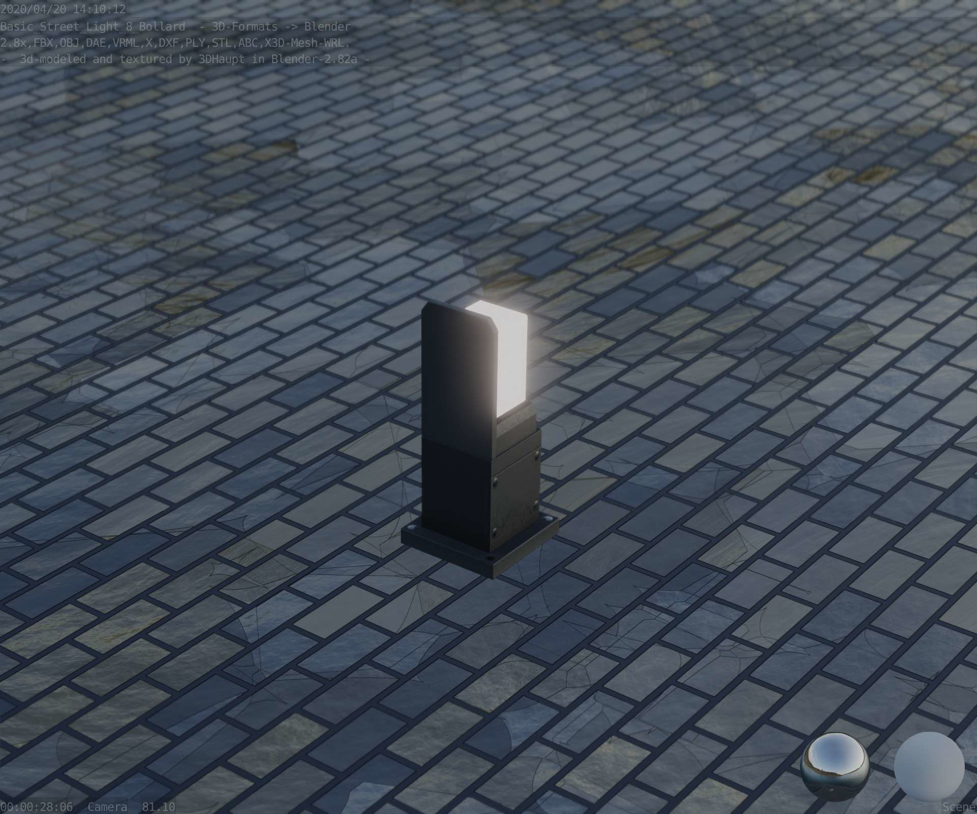 Street Light 8 Bollard 350 mm Basic Version 2 Low-poly 3D model_78