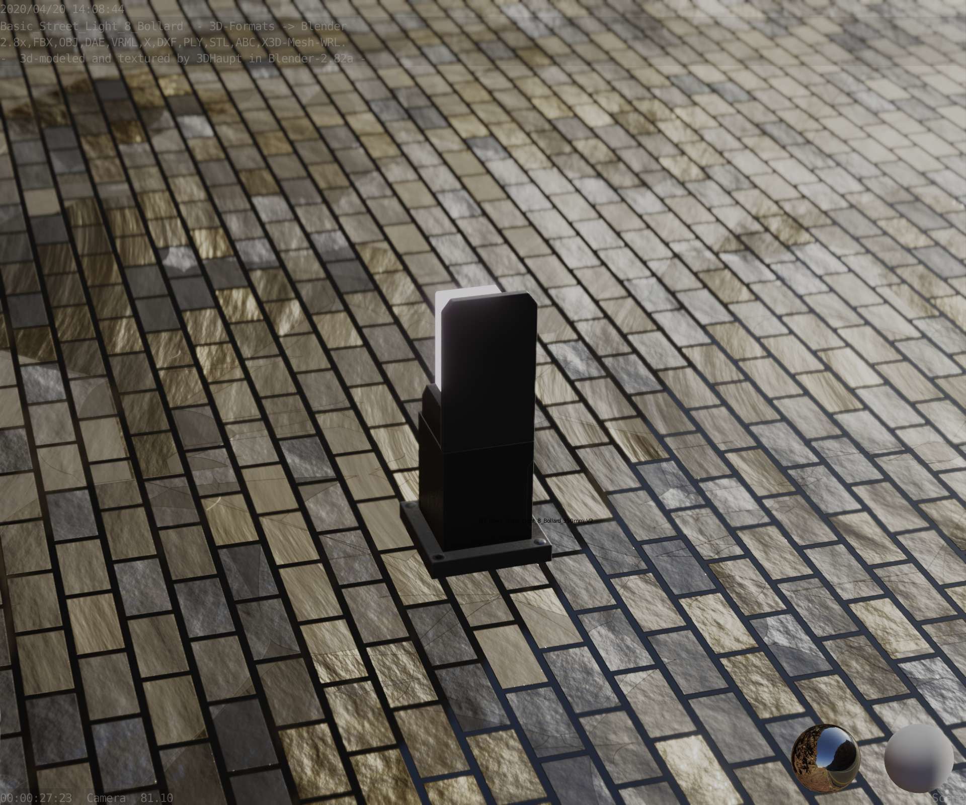 Street Light 8 Bollard 350 mm Basic Version 2 Low-poly 3D model_71