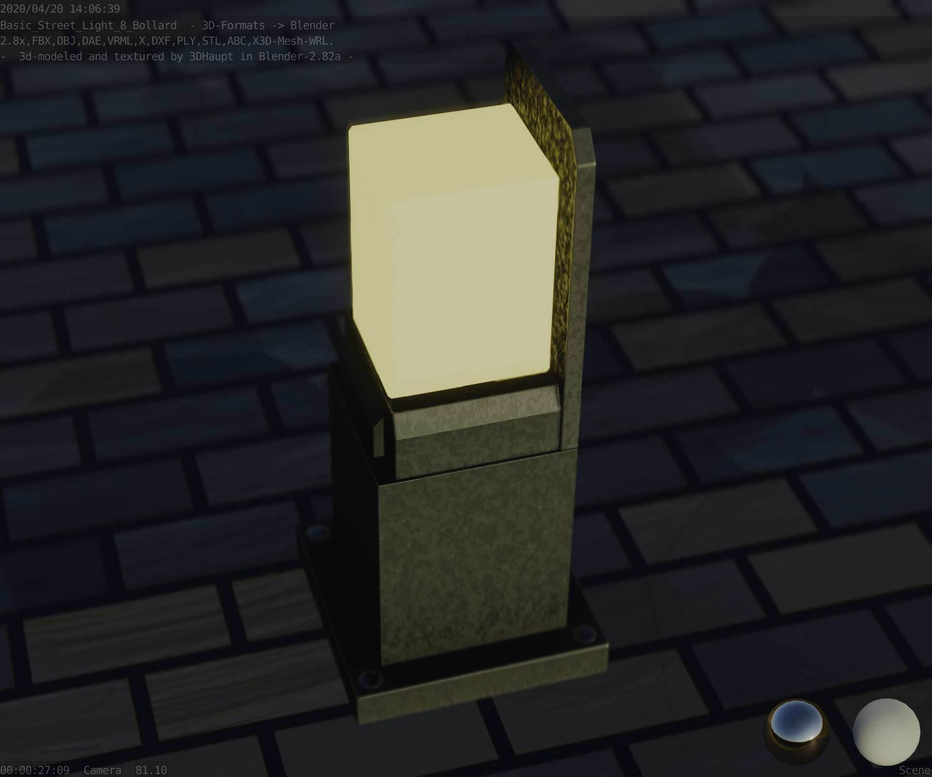 Street Light 8 Bollard 350 mm Basic Version 2 Low-poly 3D model_57