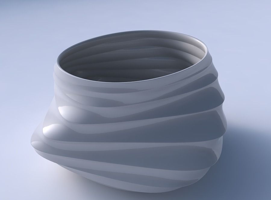 Bowl twisted elipse with curved horizontal sections 3D print model_3