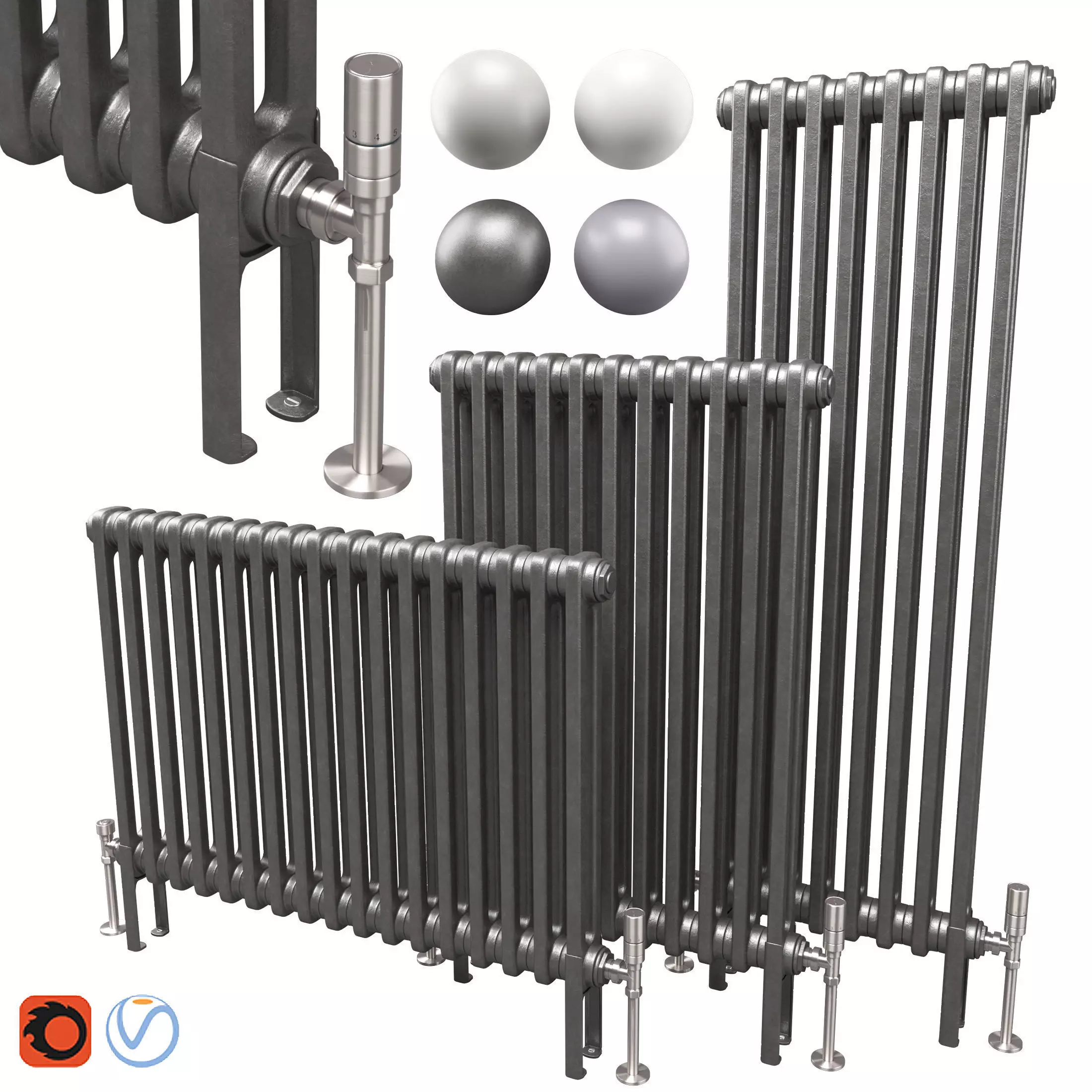 Butler and Rose 2 Column Horizontal Radiator 3D model_0