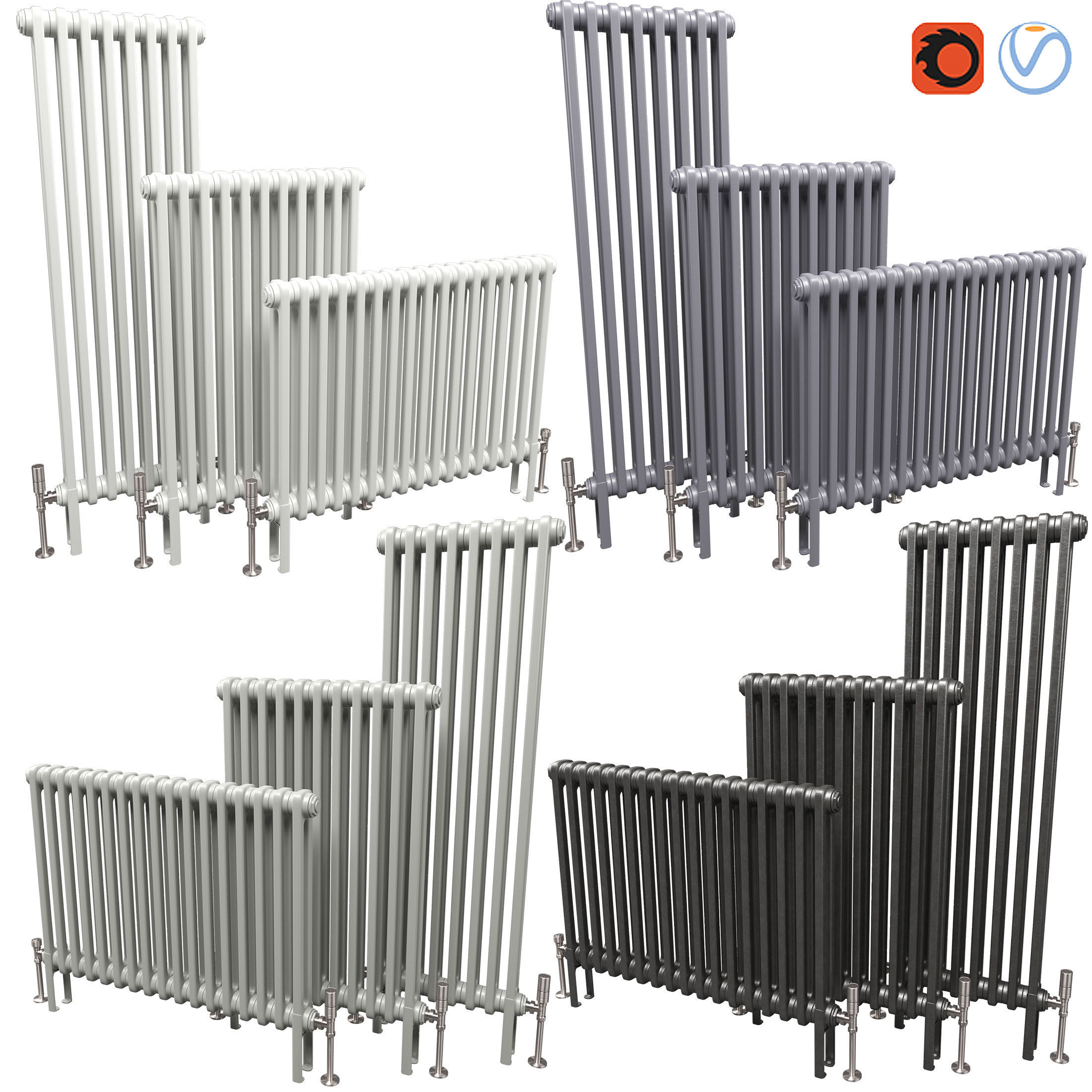 Butler and Rose 2 Column Horizontal Radiator 3D model_2