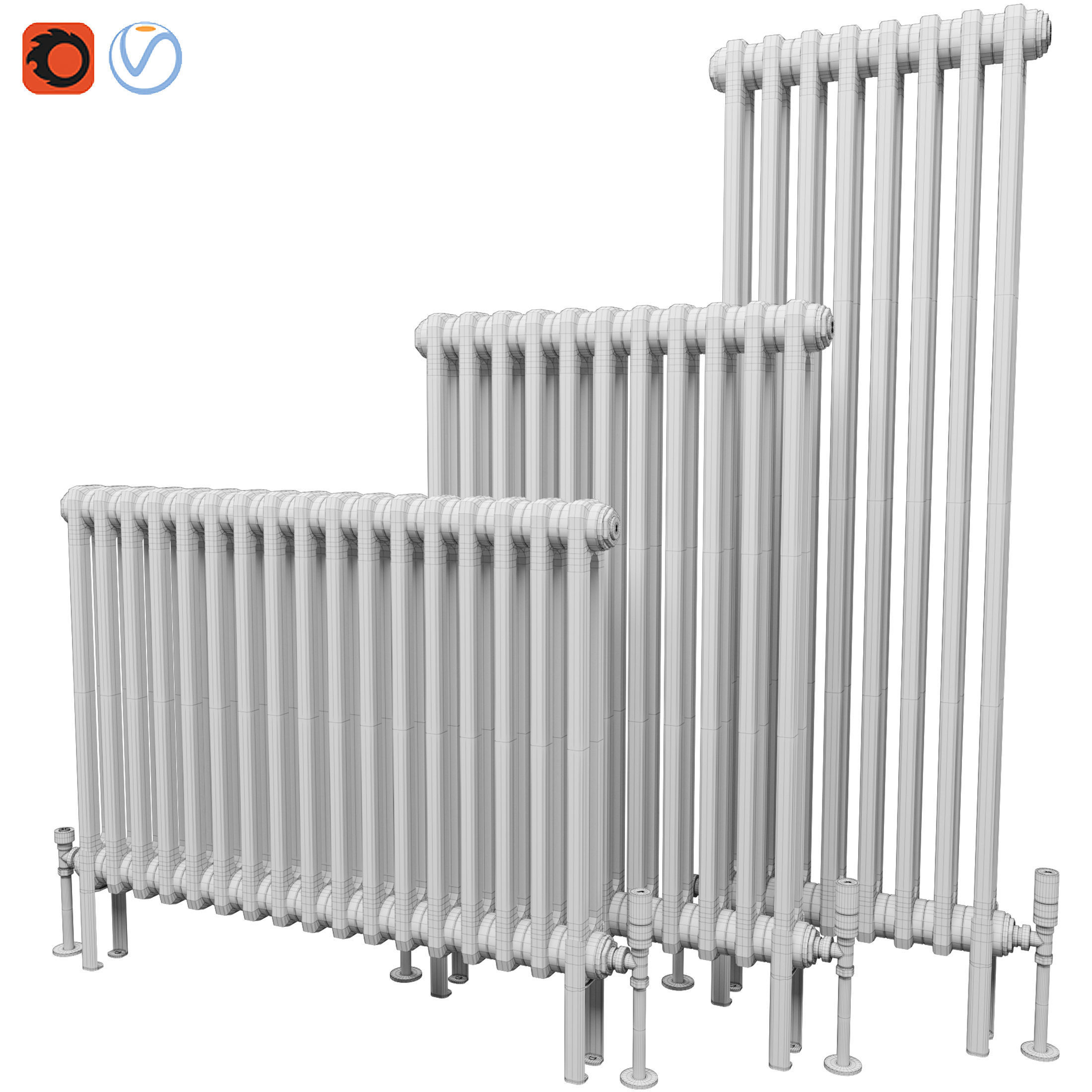 Butler and Rose 2 Column Horizontal Radiator 3D model_3