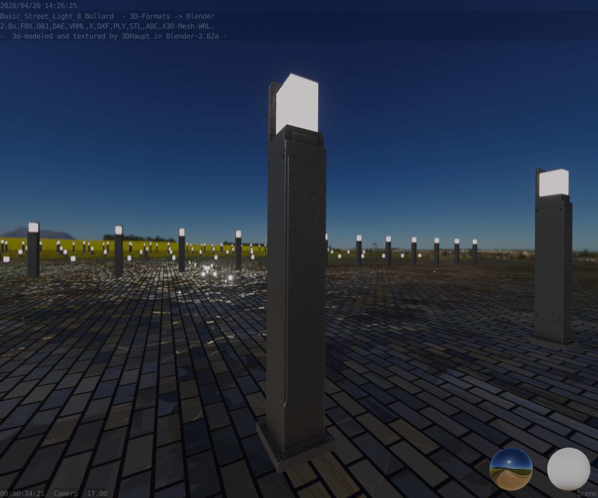 Street Light 8 Bollard 900 mm Basic Version 2 Low-poly 3D model_57