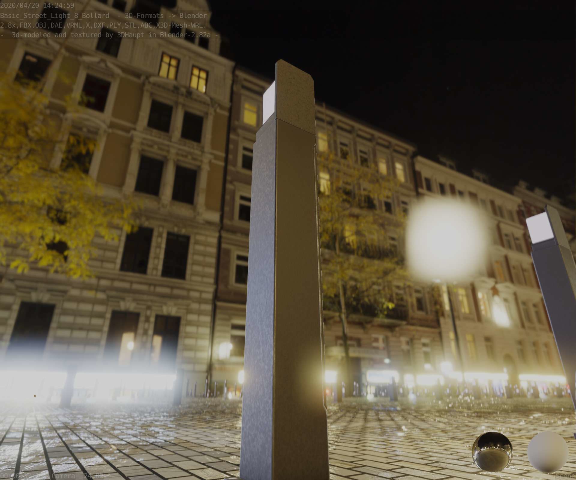 Street Light 8 Bollard 900 mm Basic Version 2 Low-poly 3D model_28