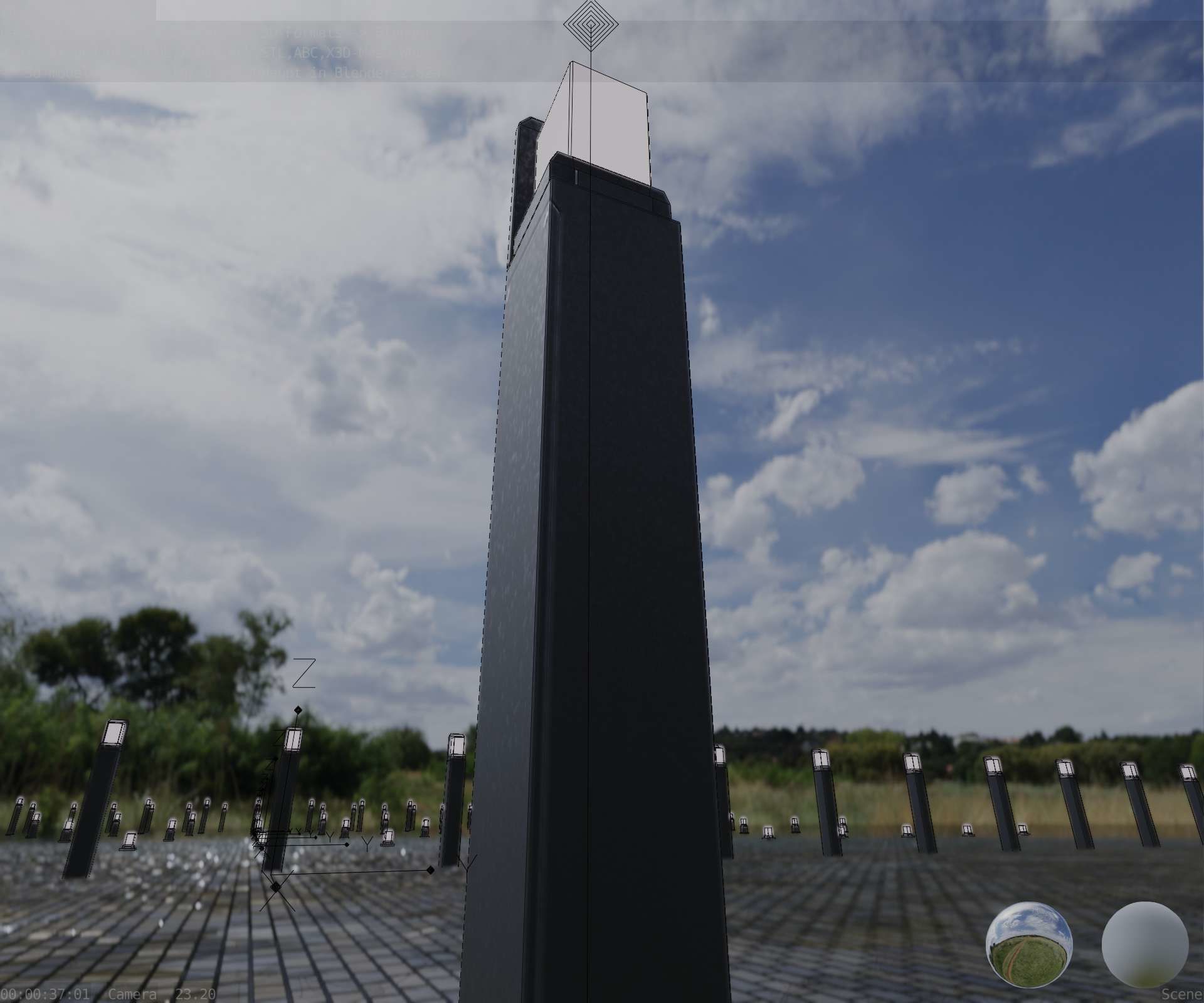 Street Light 8 Bollard 900 mm Basic Version 2 Low-poly 3D model_89