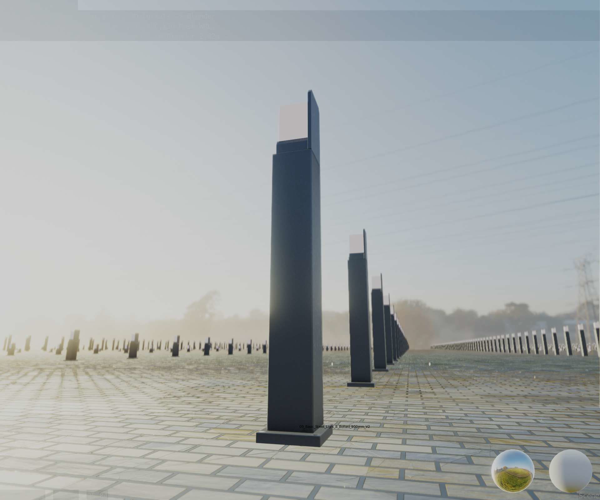 Street Light 8 Bollard 900 mm Basic Version 2 Low-poly 3D model_1
