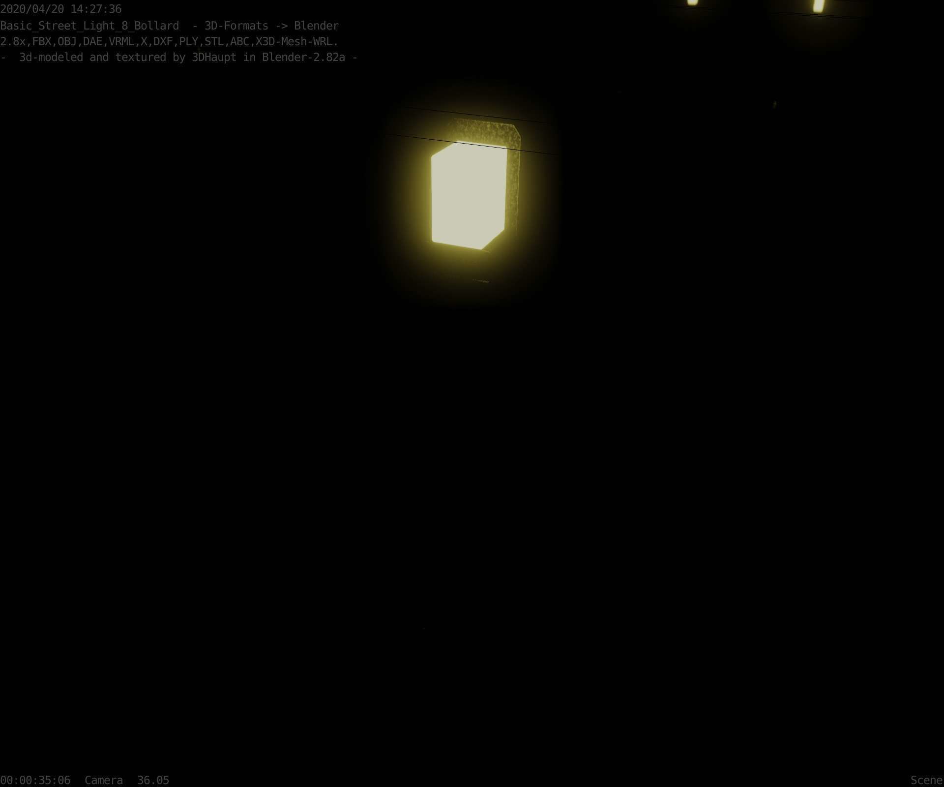 Street Light 8 Bollard 900 mm Basic Version 2 Low-poly 3D model_8