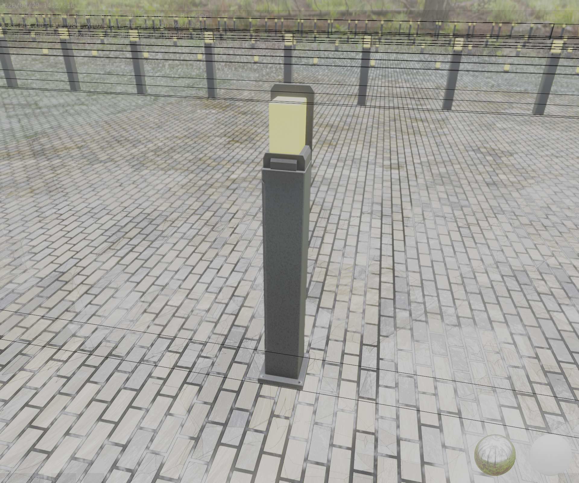 Street Light 8 Bollard 900 mm Basic Version 2 Low-poly 3D model_6