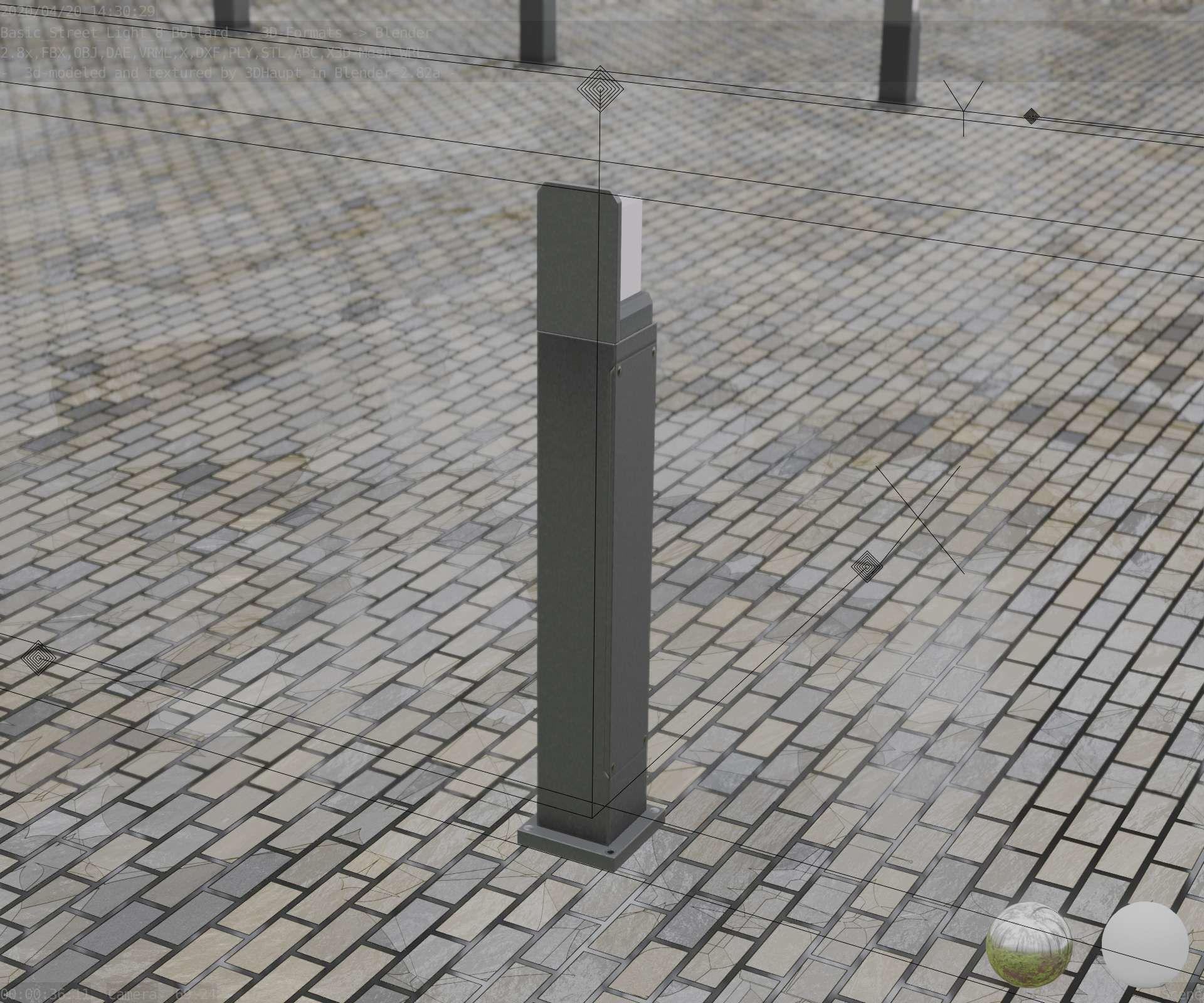 Street Light 8 Bollard 900 mm Basic Version 2 Low-poly 3D model_75