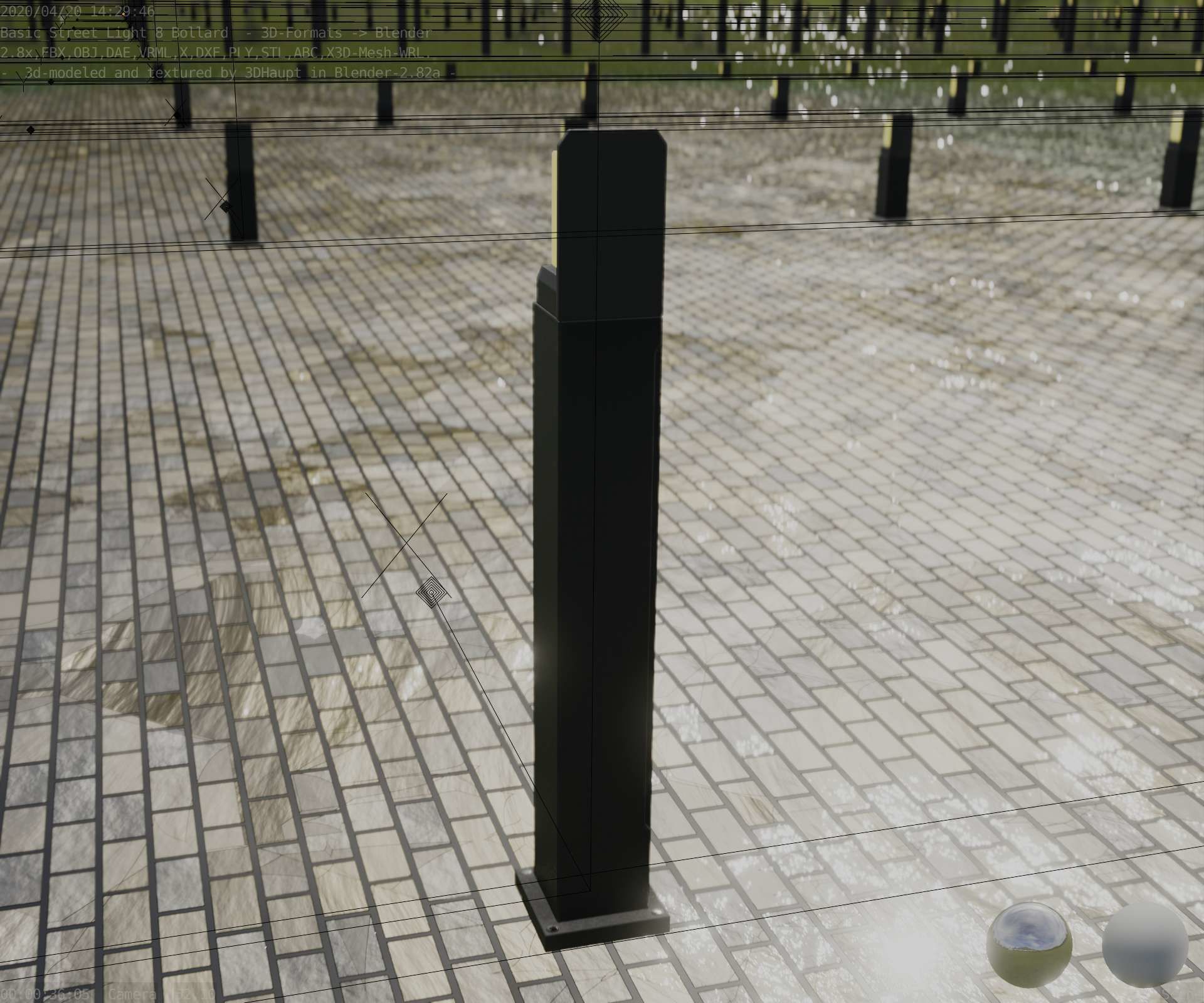 Street Light 8 Bollard 900 mm Basic Version 2 Low-poly 3D model_69
