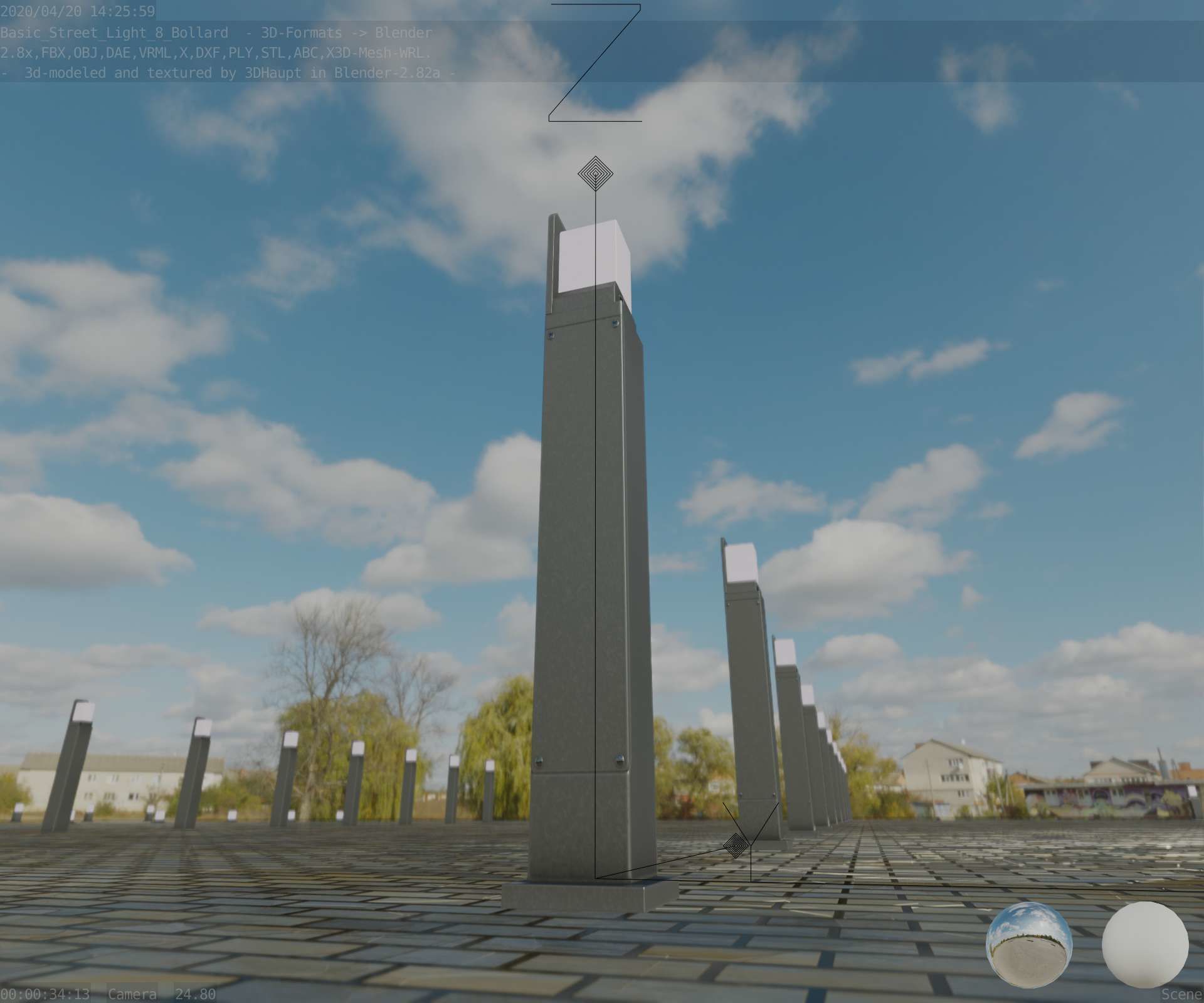 Street Light 8 Bollard 900 mm Basic Version 2 Low-poly 3D model_49