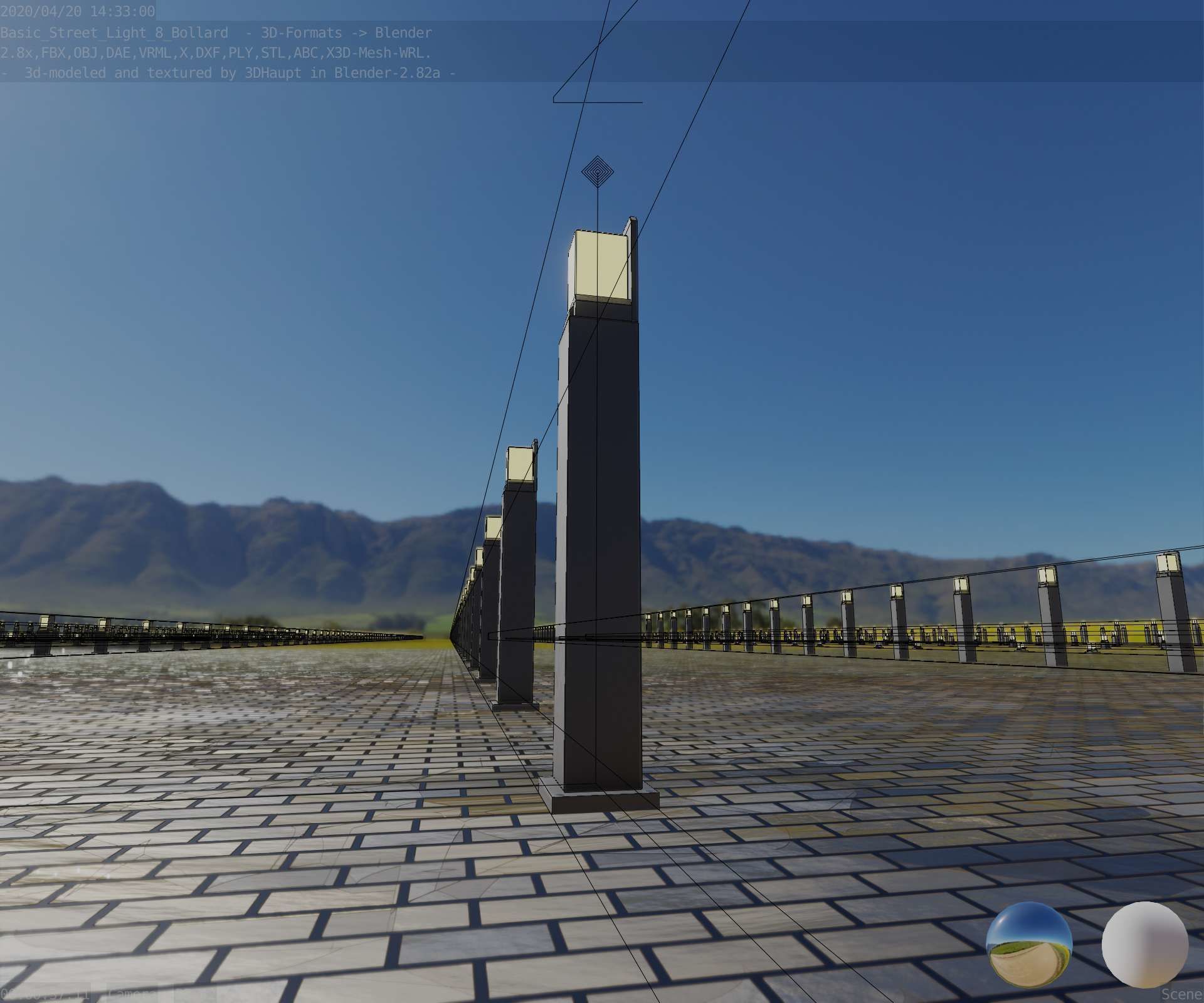 Street Light 8 Bollard 900 mm Basic Version 2 Low-poly 3D model_99